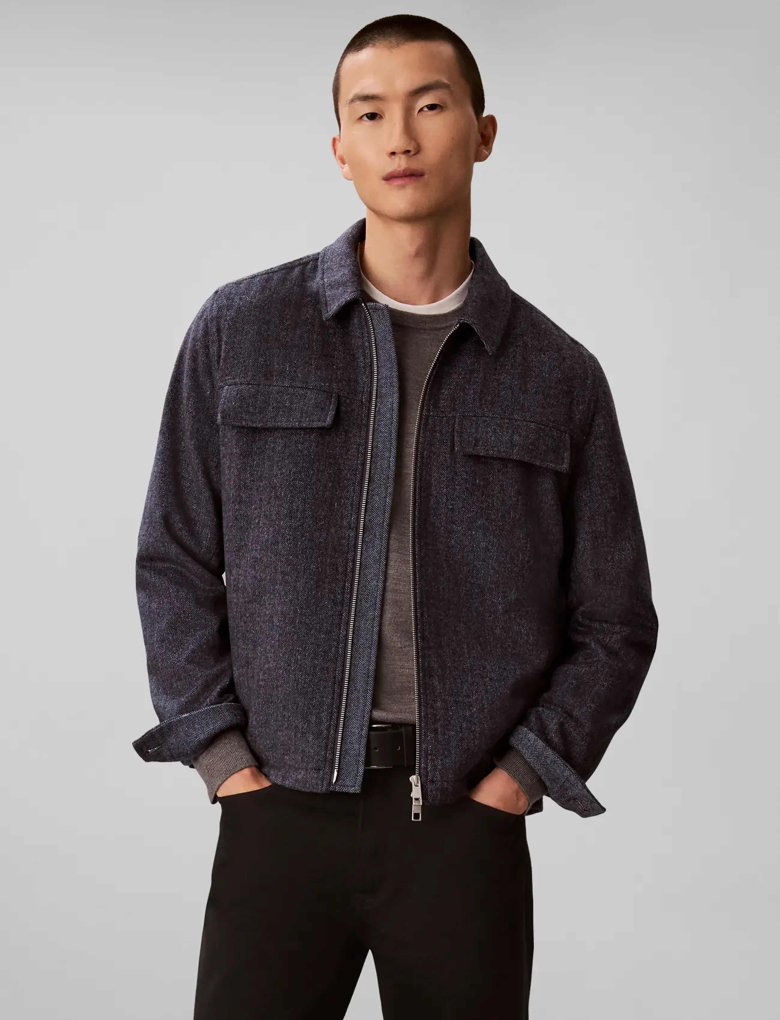 Calvin Klein - LS WOOL HERRINGBONE SHIRT JACKET - blue nights - 3