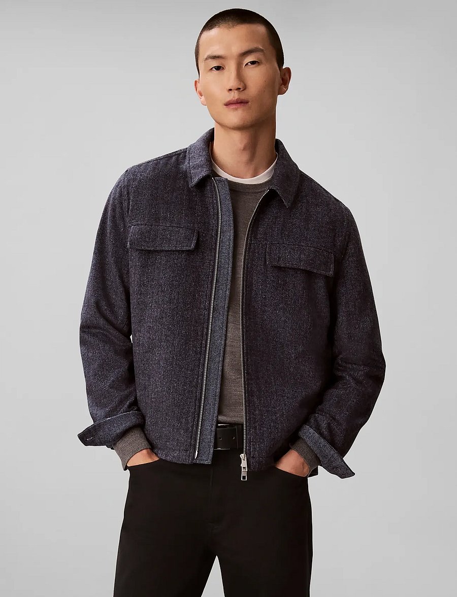 Calvin Klein - LS WOOL HERRINGBONE SHIRT JACKET - blue nights - 3