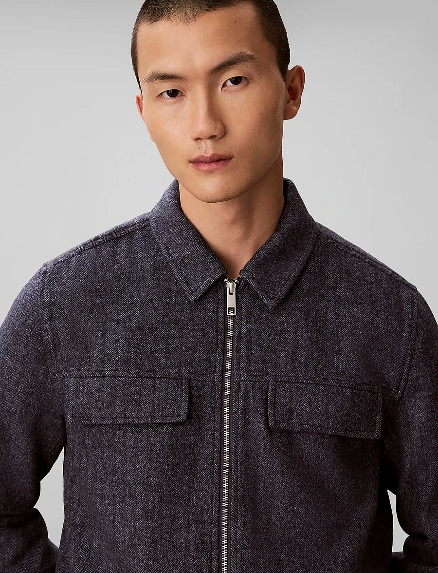 Calvin Klein - LS WOOL HERRINGBONE SHIRT JACKET - blue nights - 4