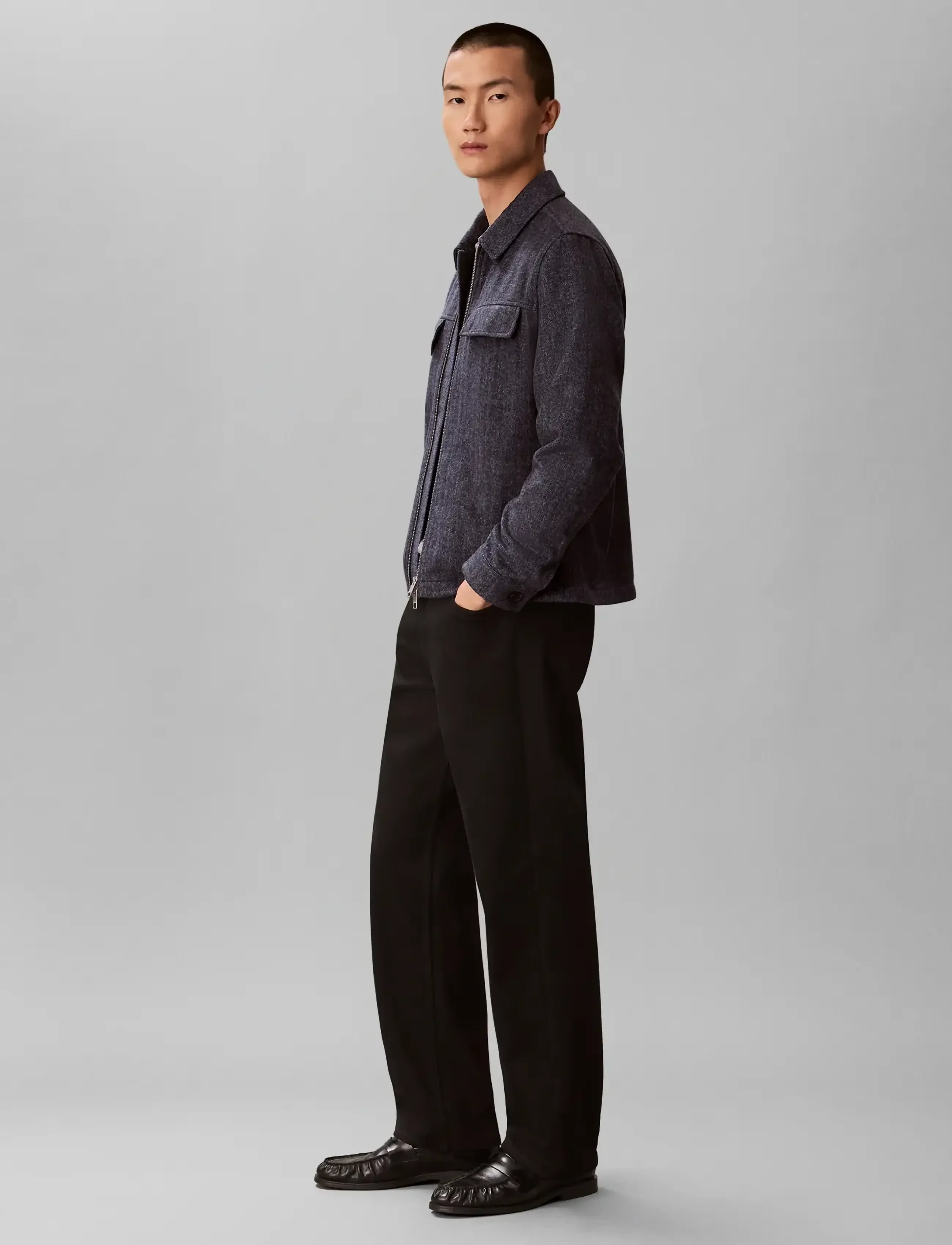 Calvin Klein - LS WOOL HERRINGBONE SHIRT JACKET - blue nights - 5