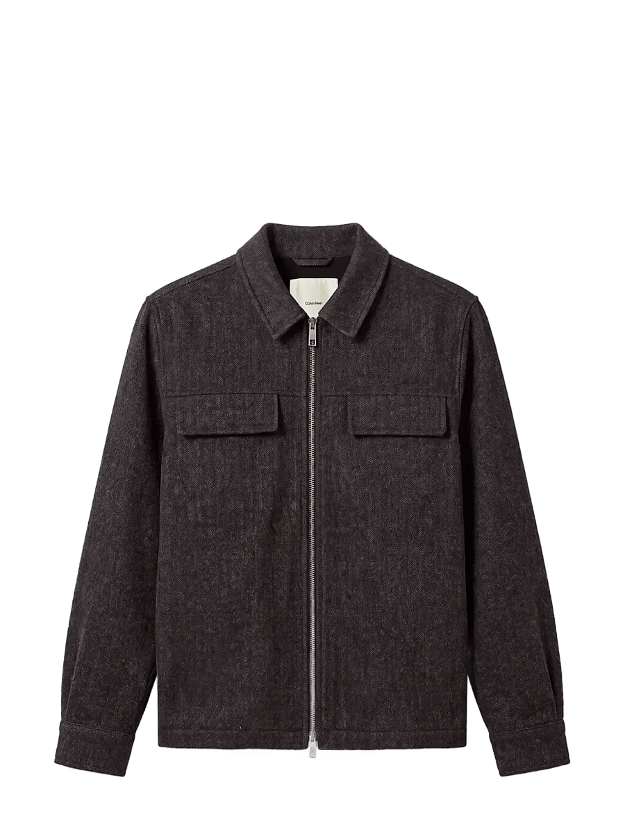 Calvin Klein - LS WOOL HERRINGBONE SHIRT JACKET - Überhemden - volcanic ash - 1