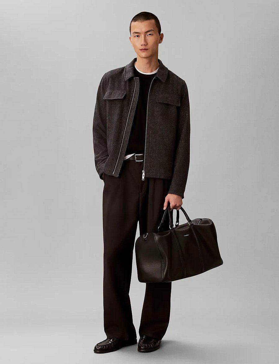 Calvin Klein - LS WOOL HERRINGBONE SHIRT JACKET - Überhemden - volcanic ash - 0