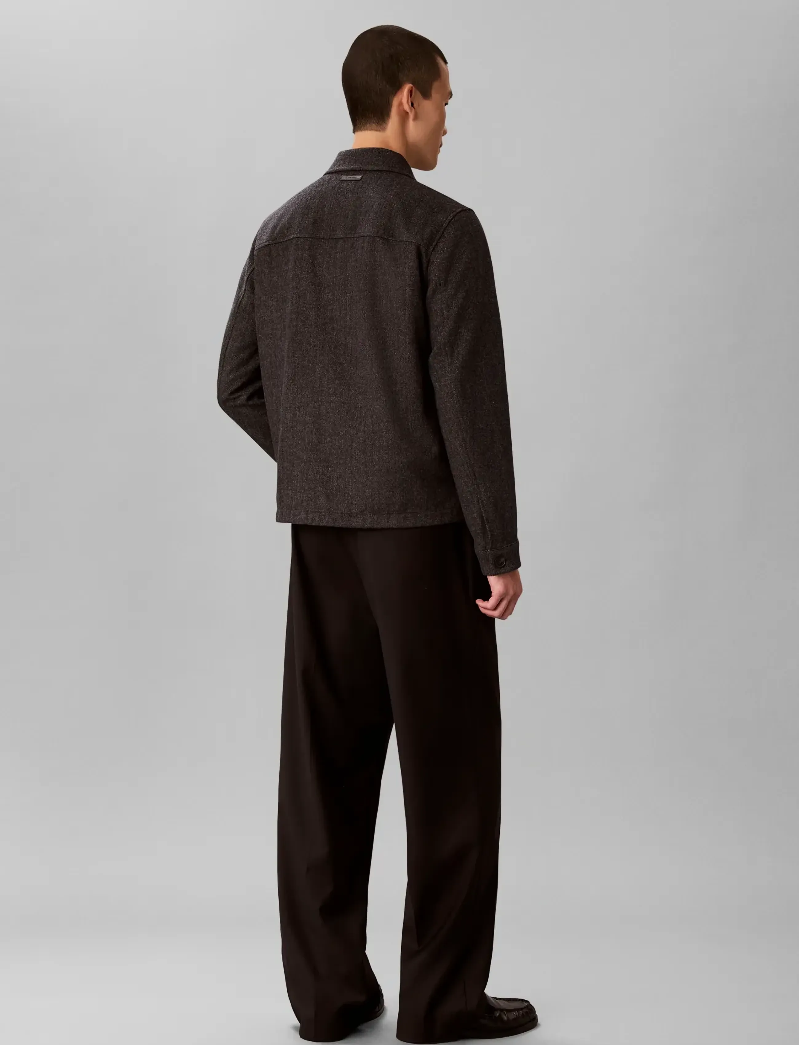 Calvin Klein - LS WOOL HERRINGBONE SHIRT JACKET - Überhemden - volcanic ash - 2