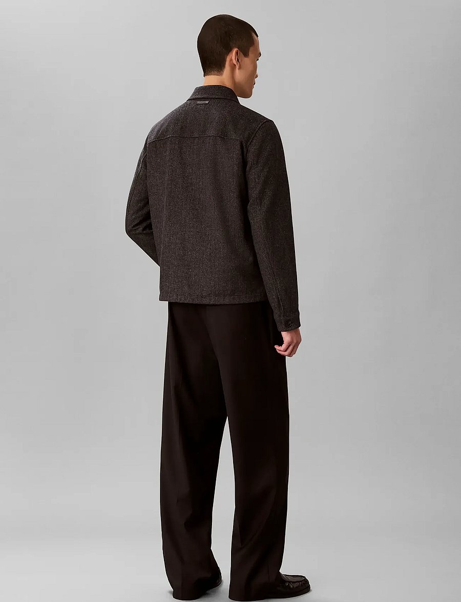 Calvin Klein - LS WOOL HERRINGBONE SHIRT JACKET - Überhemden - volcanic ash - 2