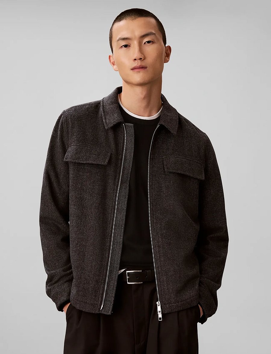 Calvin Klein - LS WOOL HERRINGBONE SHIRT JACKET - Überhemden - volcanic ash - 3
