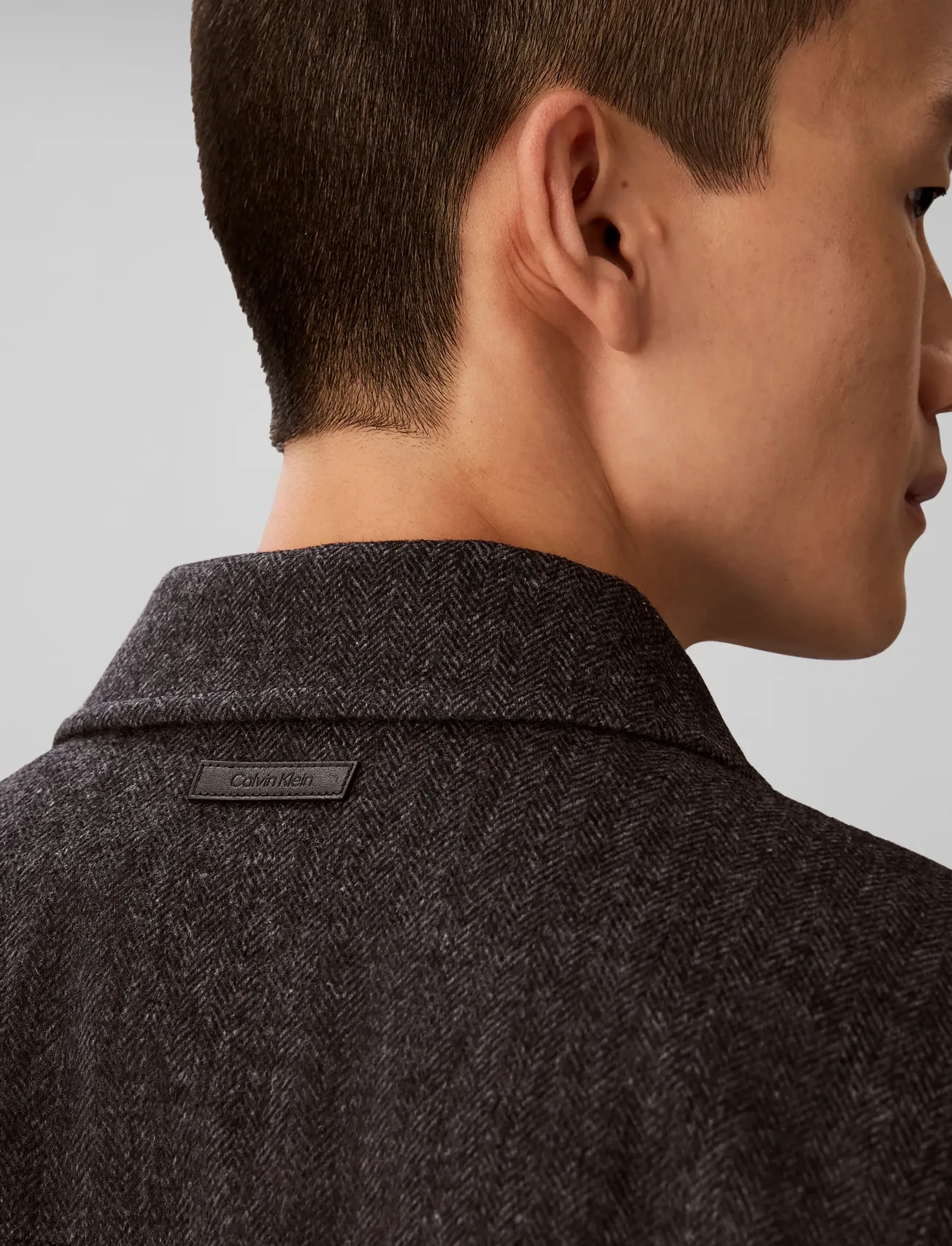 Calvin Klein - LS WOOL HERRINGBONE SHIRT JACKET - Überhemden - volcanic ash - 4