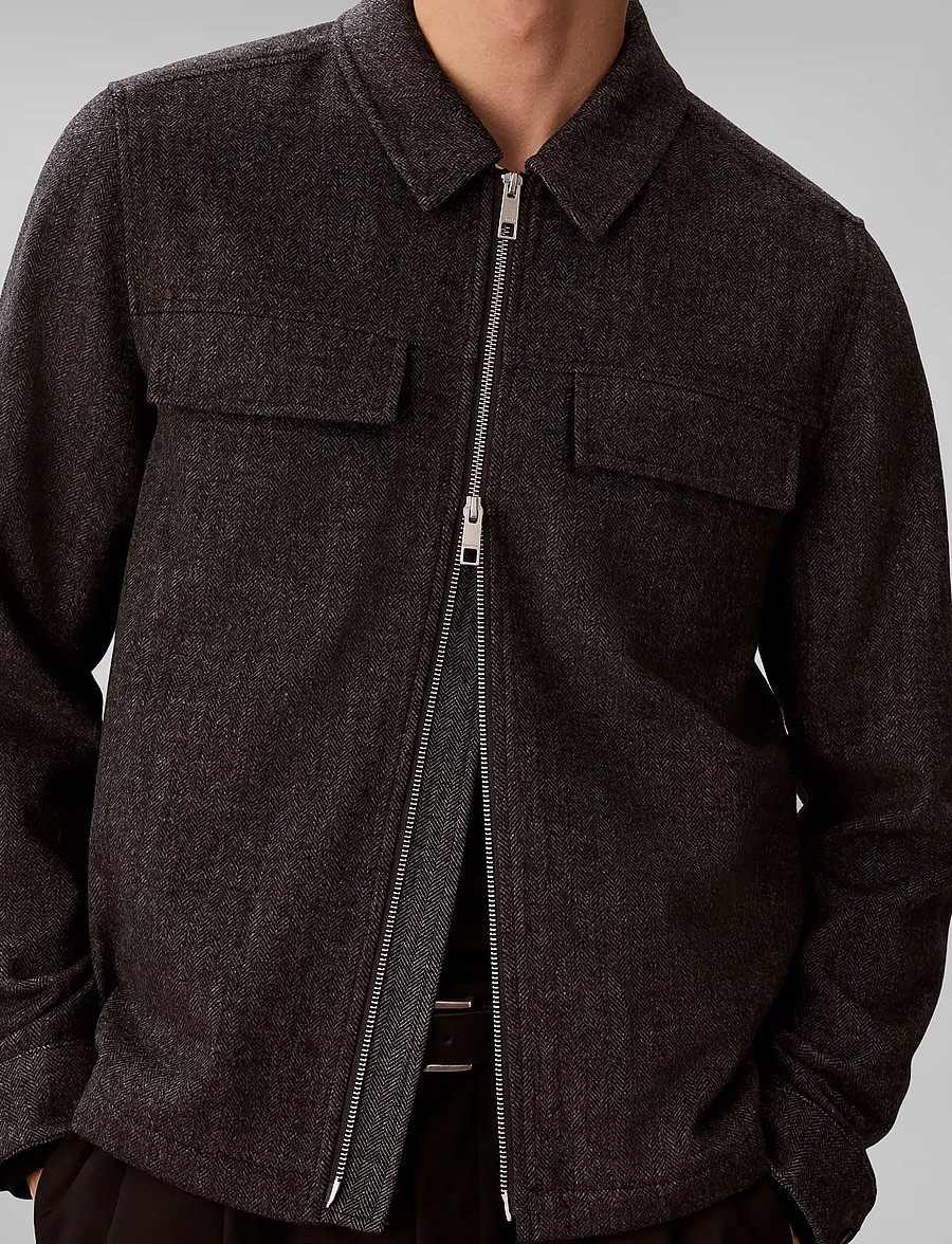 Calvin Klein - LS WOOL HERRINGBONE SHIRT JACKET - Überhemden - volcanic ash - 5