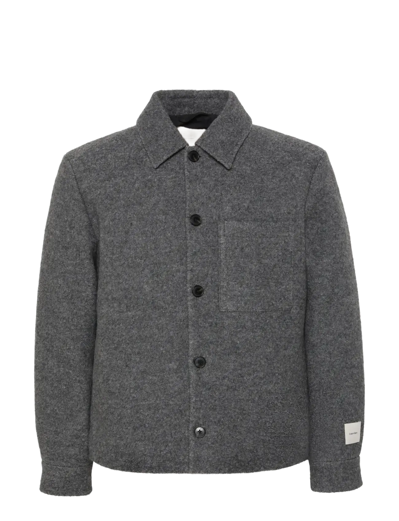 Calvin Klein - LS MELANGE BOUCLE WOOL SHIRT JKT - b30 grey heather - 1