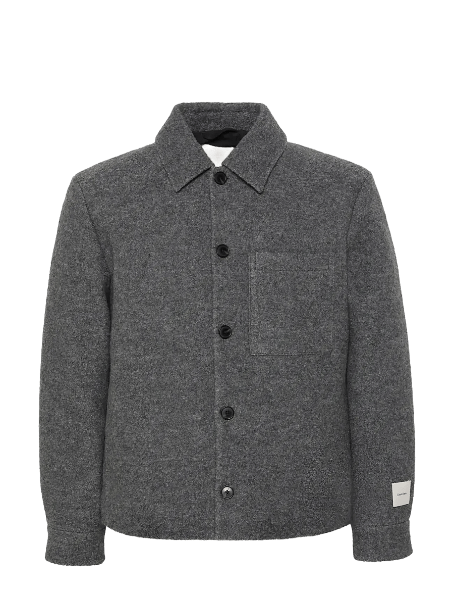 Calvin Klein - LS MELANGE BOUCLE WOOL SHIRT JKT - winterjacken - b30 grey heather - 1
