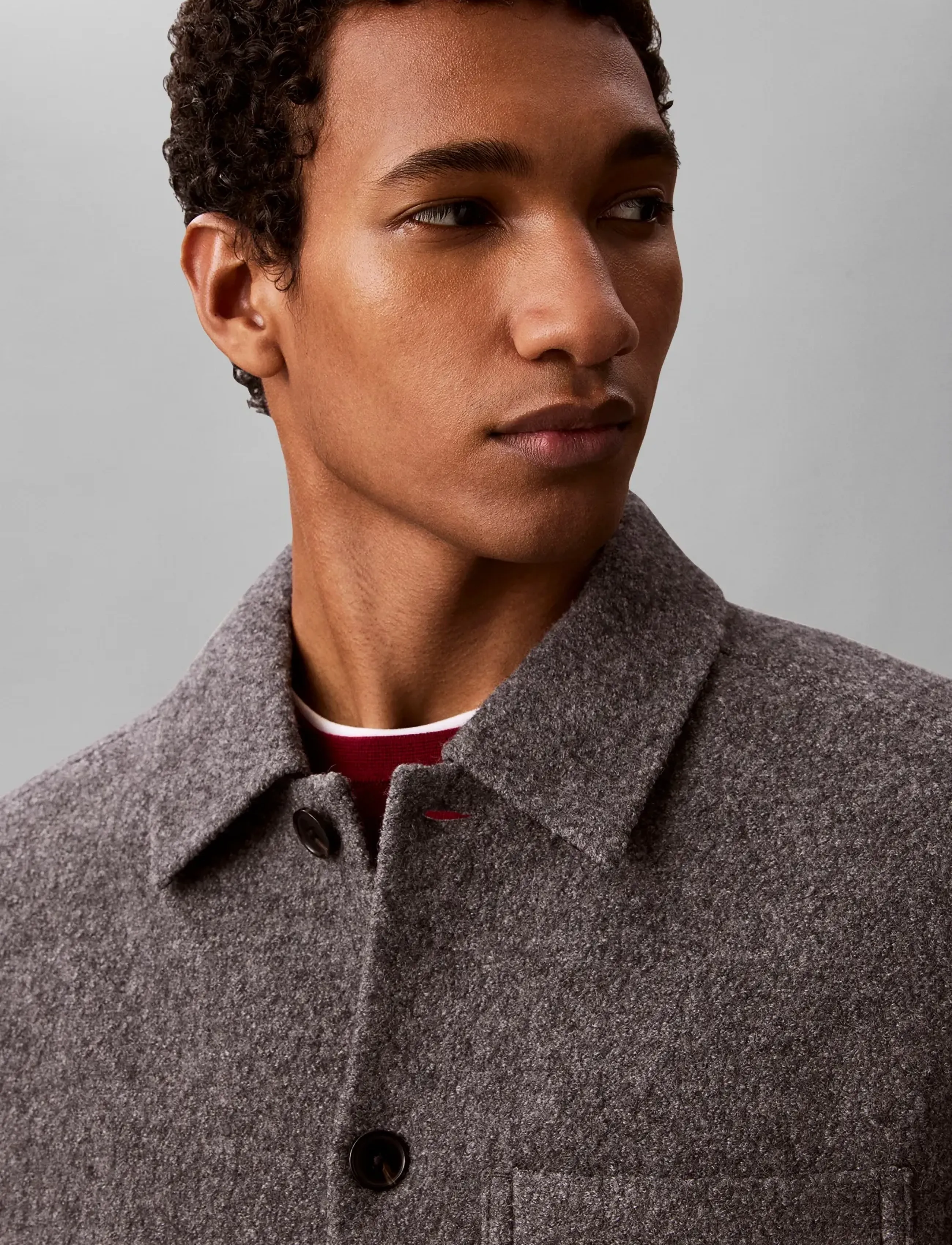 Calvin Klein Ls Melange Boucle Wool Shirt Jkt skjortor & blusar herr – bild 4