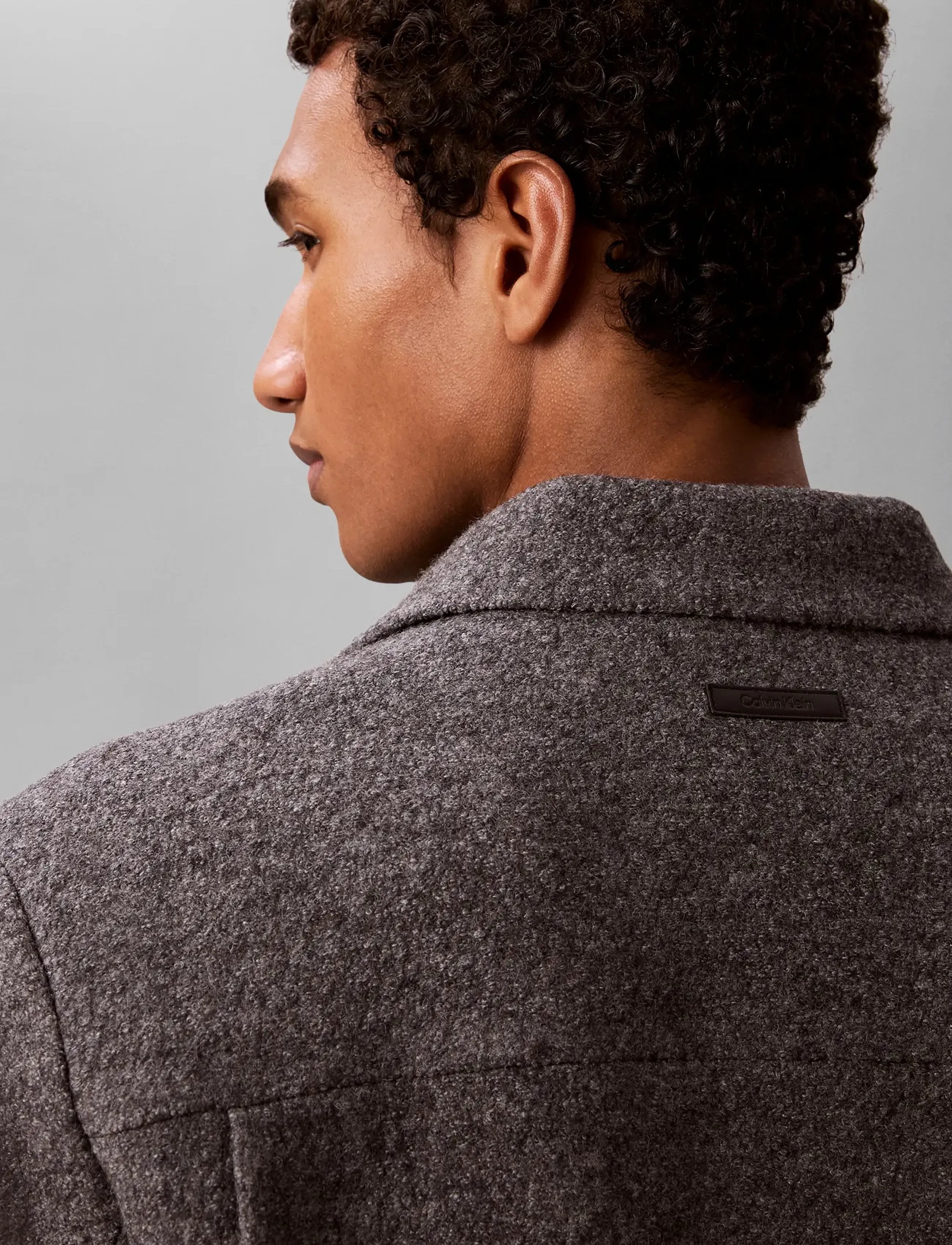 Calvin Klein - LS MELANGE BOUCLE WOOL SHIRT JKT - b30 grey heather - 5