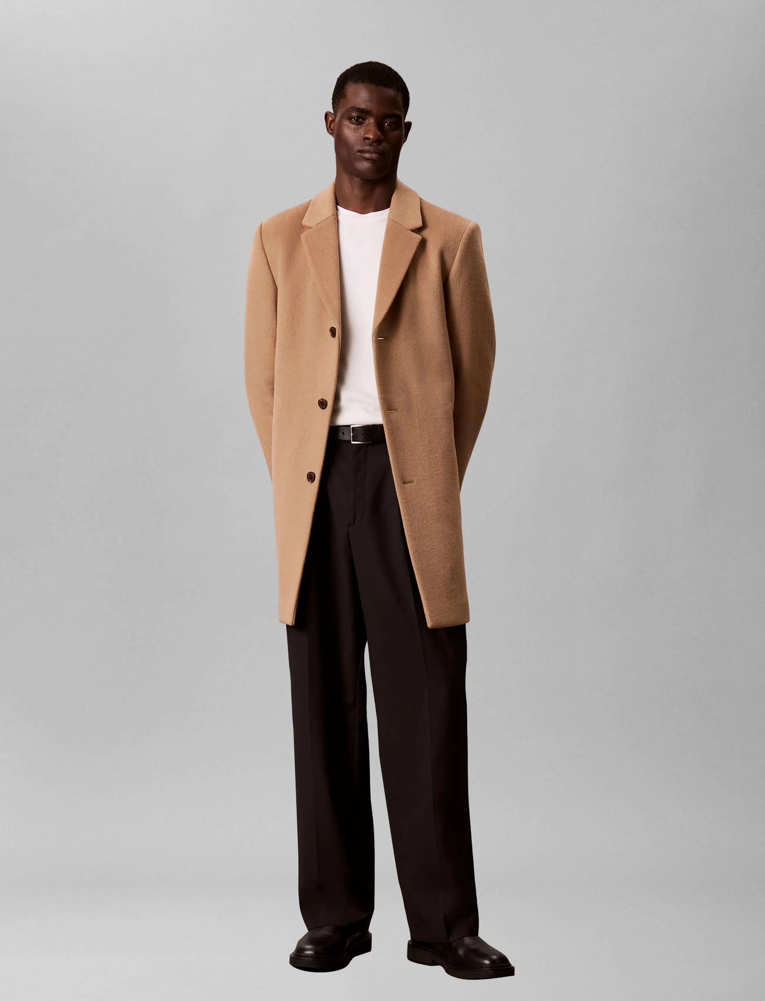 Calvin Klein LS WOOL BLEND OVERCOAT - Rockar - TIGERS EYE / brown