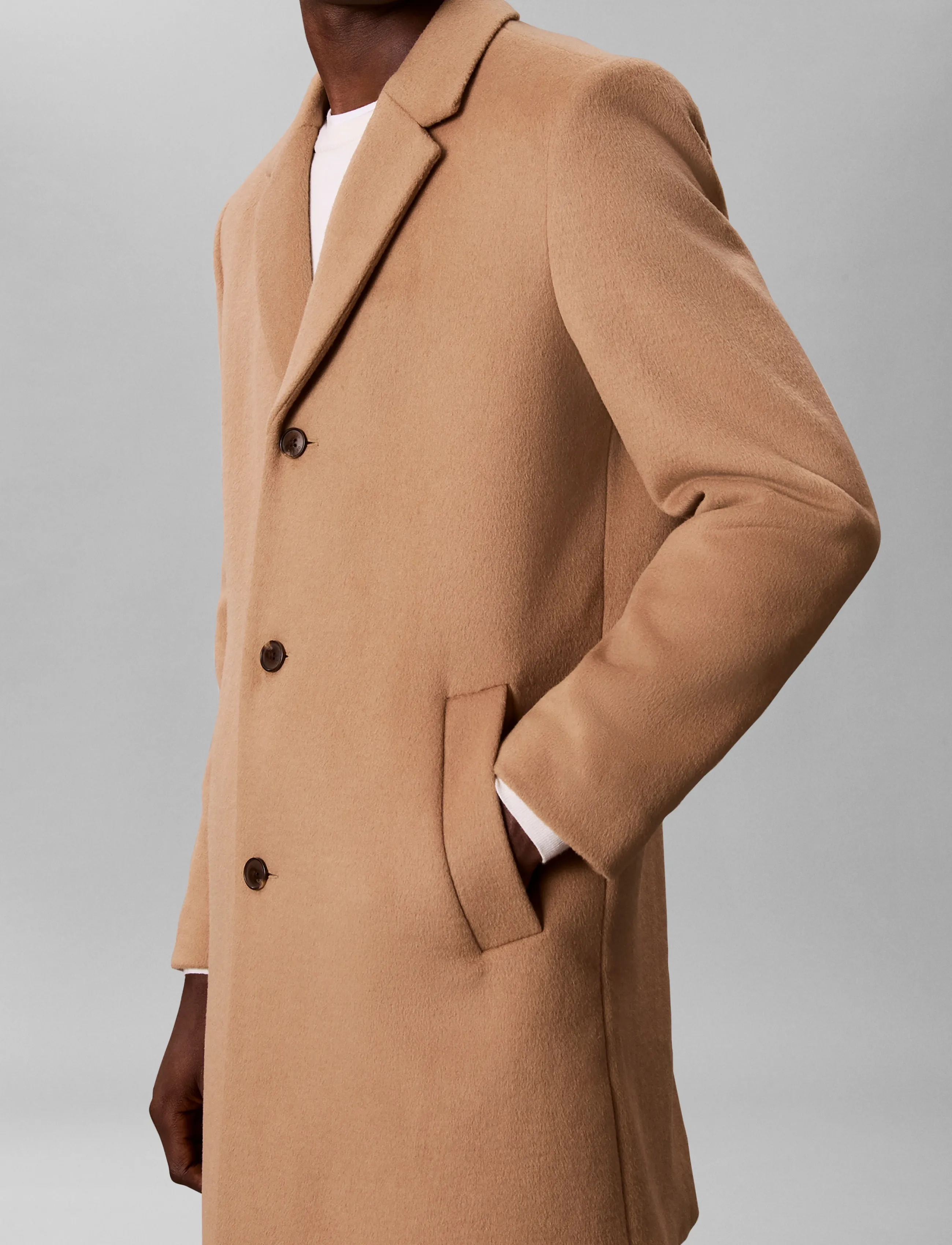Calvin Klein - LS WOOL BLEND OVERCOAT - tigers eye - 5
