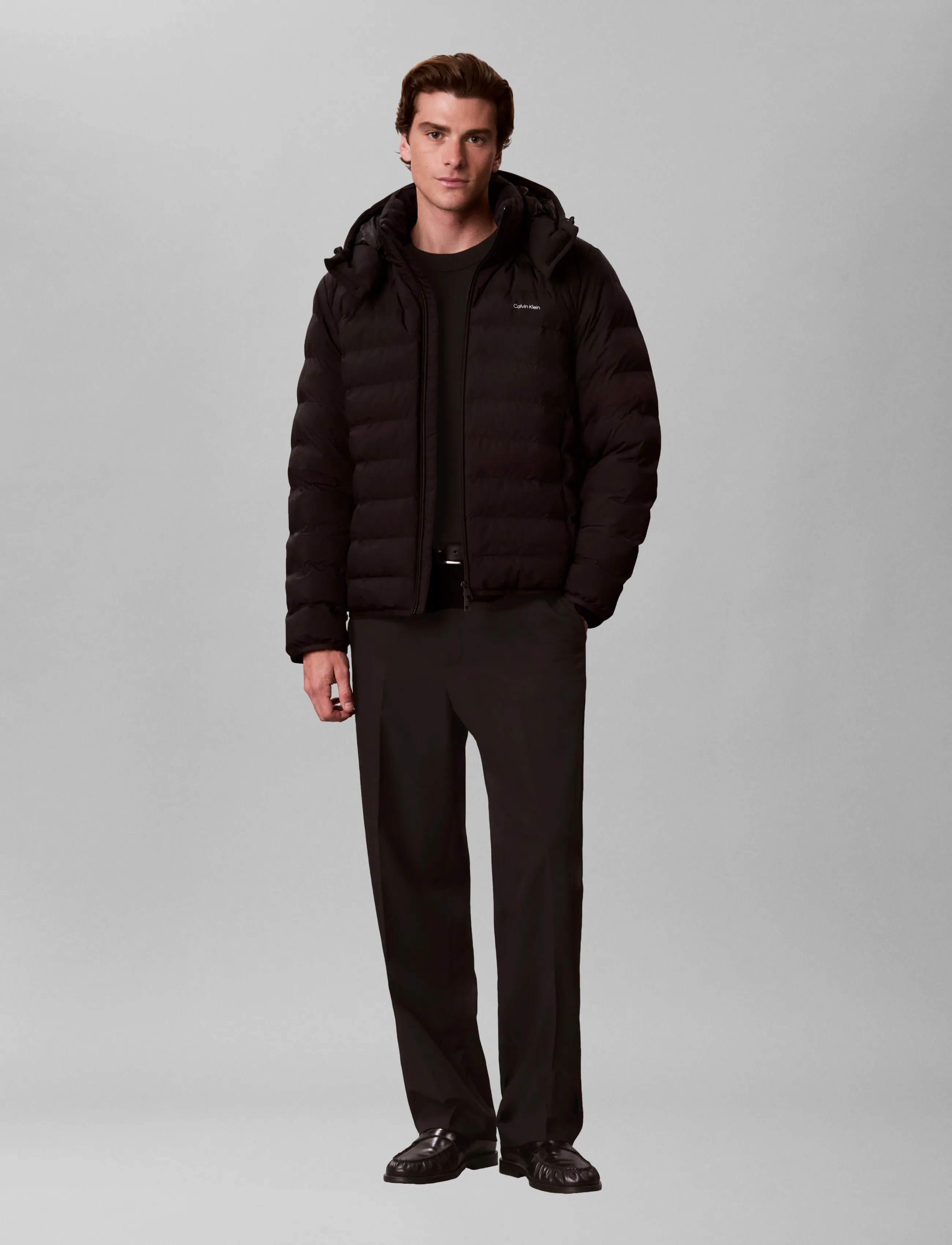 Calvin Klein LS LTWT NYLON HOODED PUFFER JKT - Inspiration - BLACK / black
