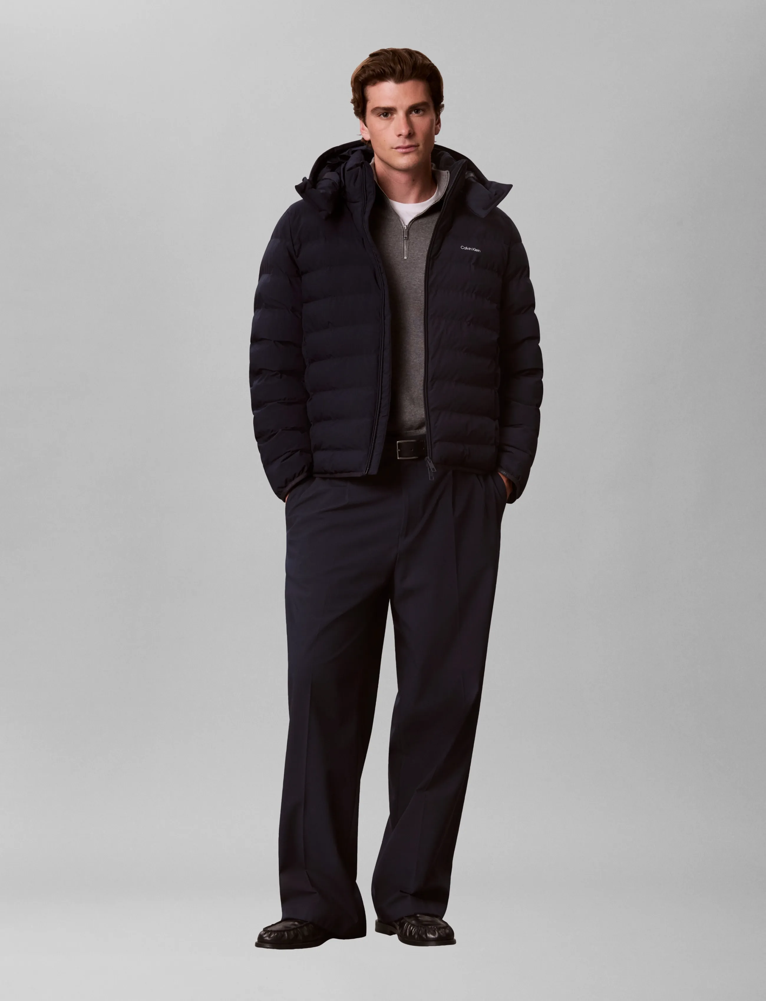 Calvin Klein LS LTWT NYLON HOODED PUFFER JKT - Joped - DARK SAPPHIRE / navy