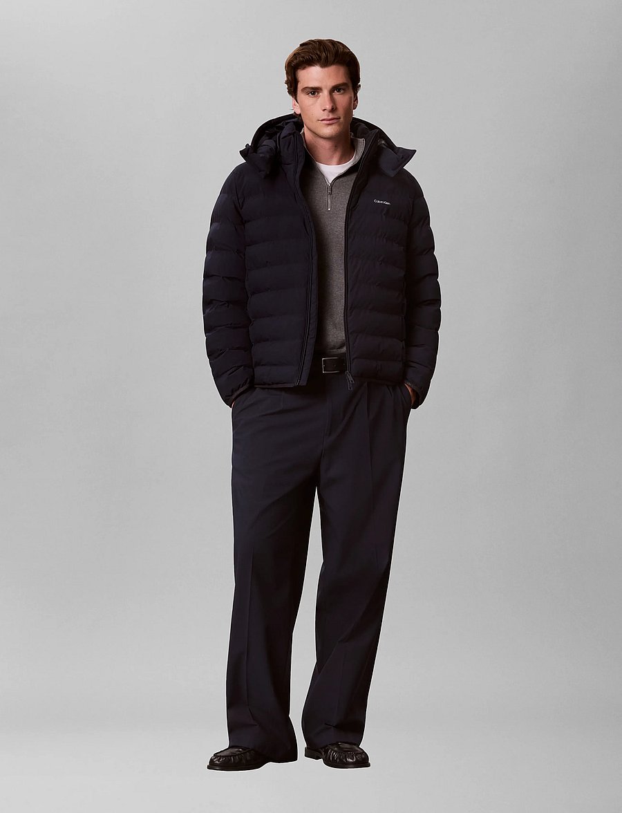 Calvin Klein - LS LTWT NYLON HOODED PUFFER JKT - down jackets - dark sapphire - 0