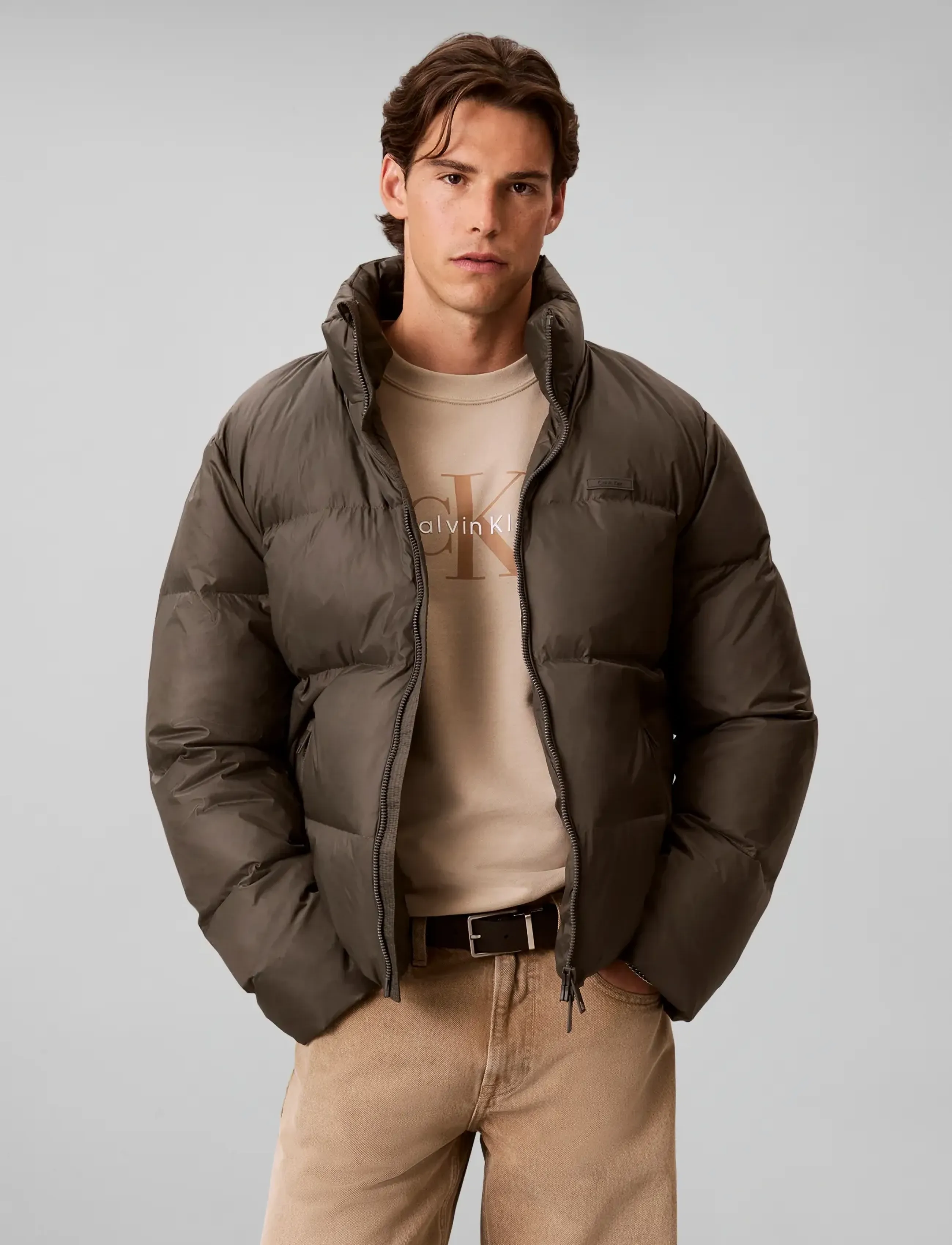 Calvin Klein - LS MDWT NYLON DOWN PUFFER JKT - down jackets - beluga - 3