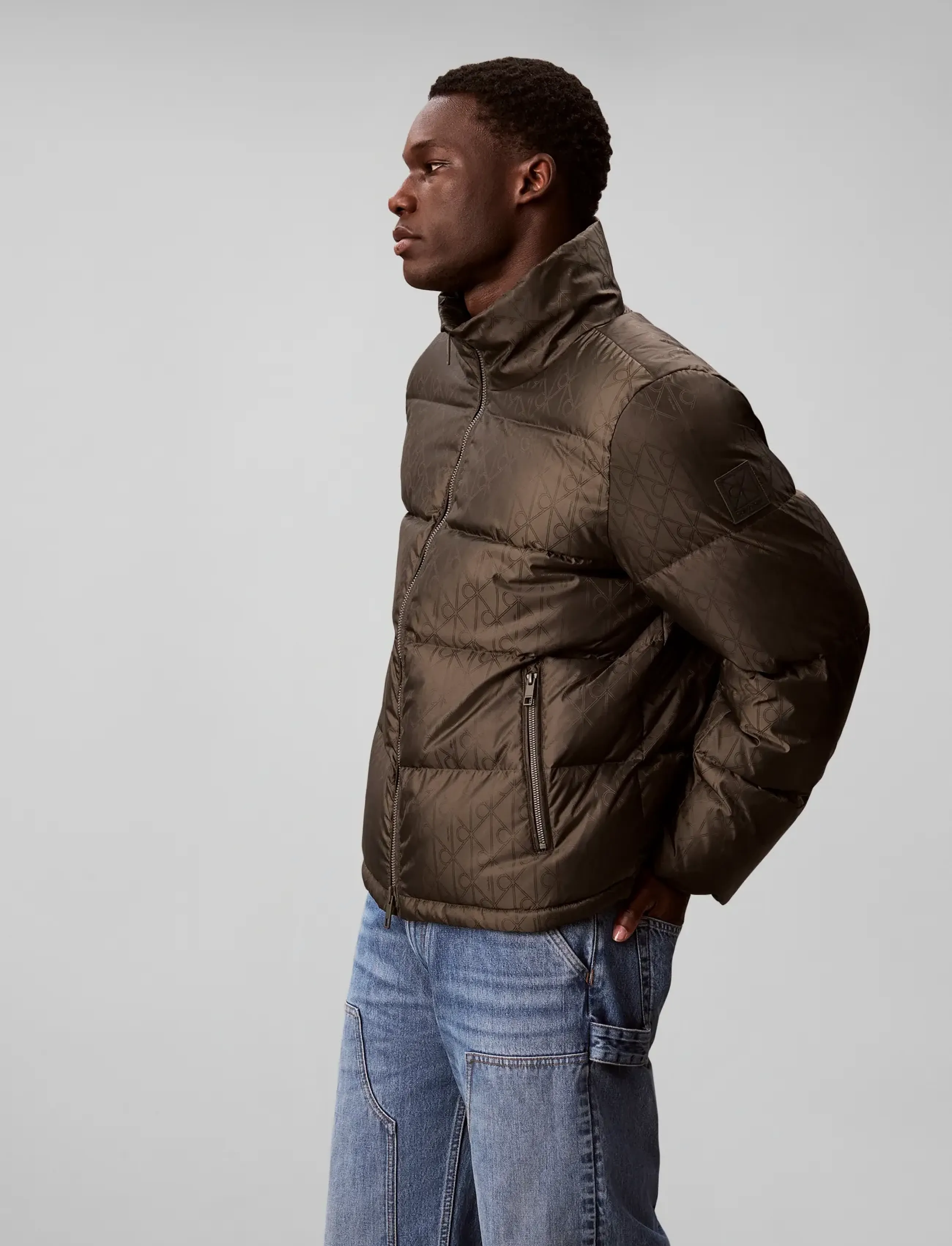 Calvin Klein - LS NYLON AOP DOWN PUFFER JKT - beluga - 5