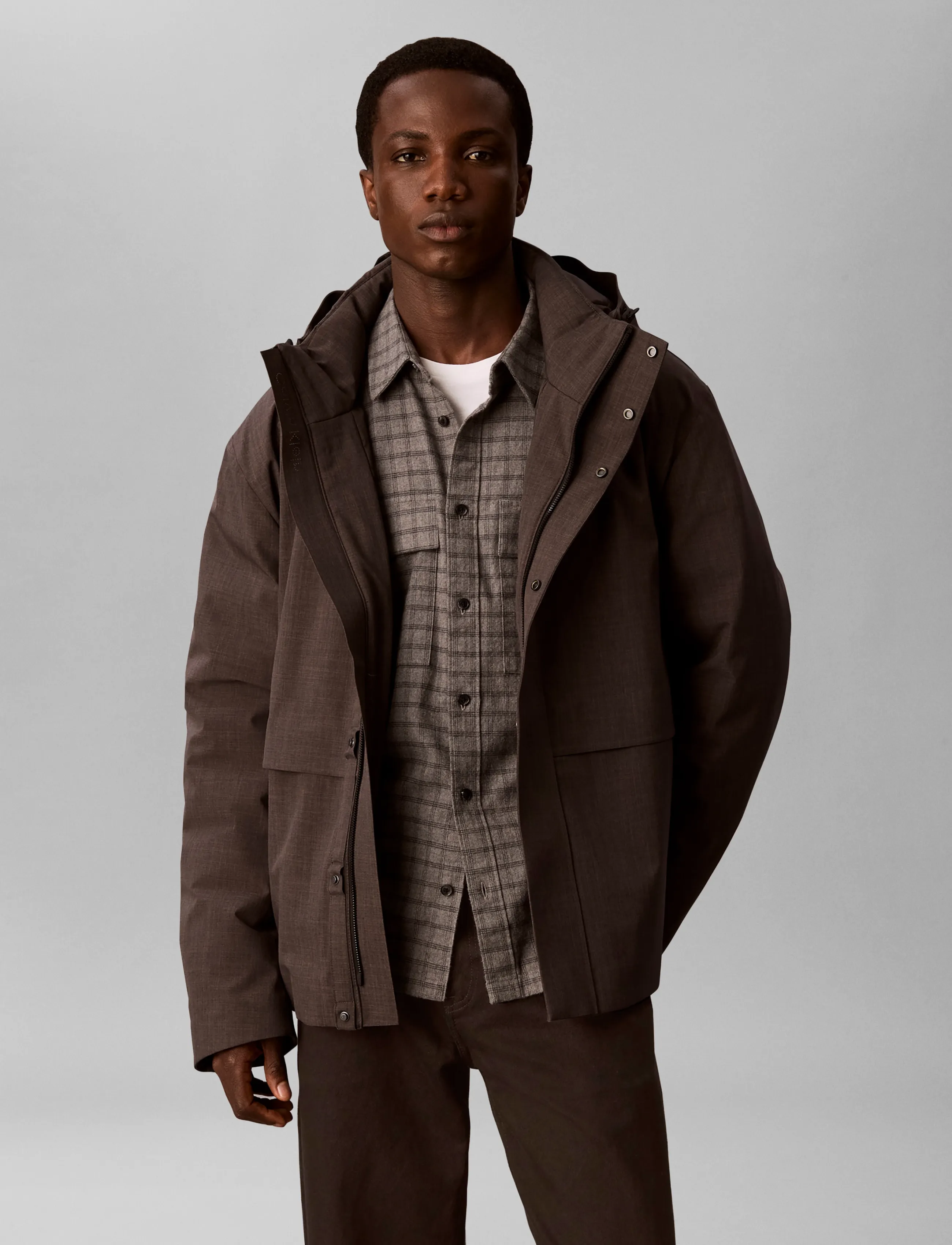 Calvin Klein - LS HEATHERED NYLON INT CHNNL DOW - dunjakker - b85 charcoal heather - 3