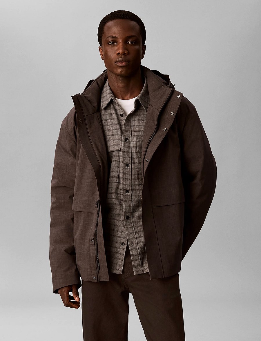 Calvin Klein - LS HEATHERED NYLON INT CHNNL DOW - dunjakker - b85 charcoal heather - 3