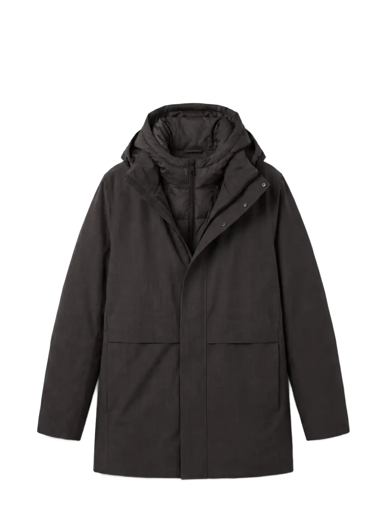 Calvin Klein - LS HEATHERED NYLON BIB DOWN PUFF - b85 charcoal heather - 1