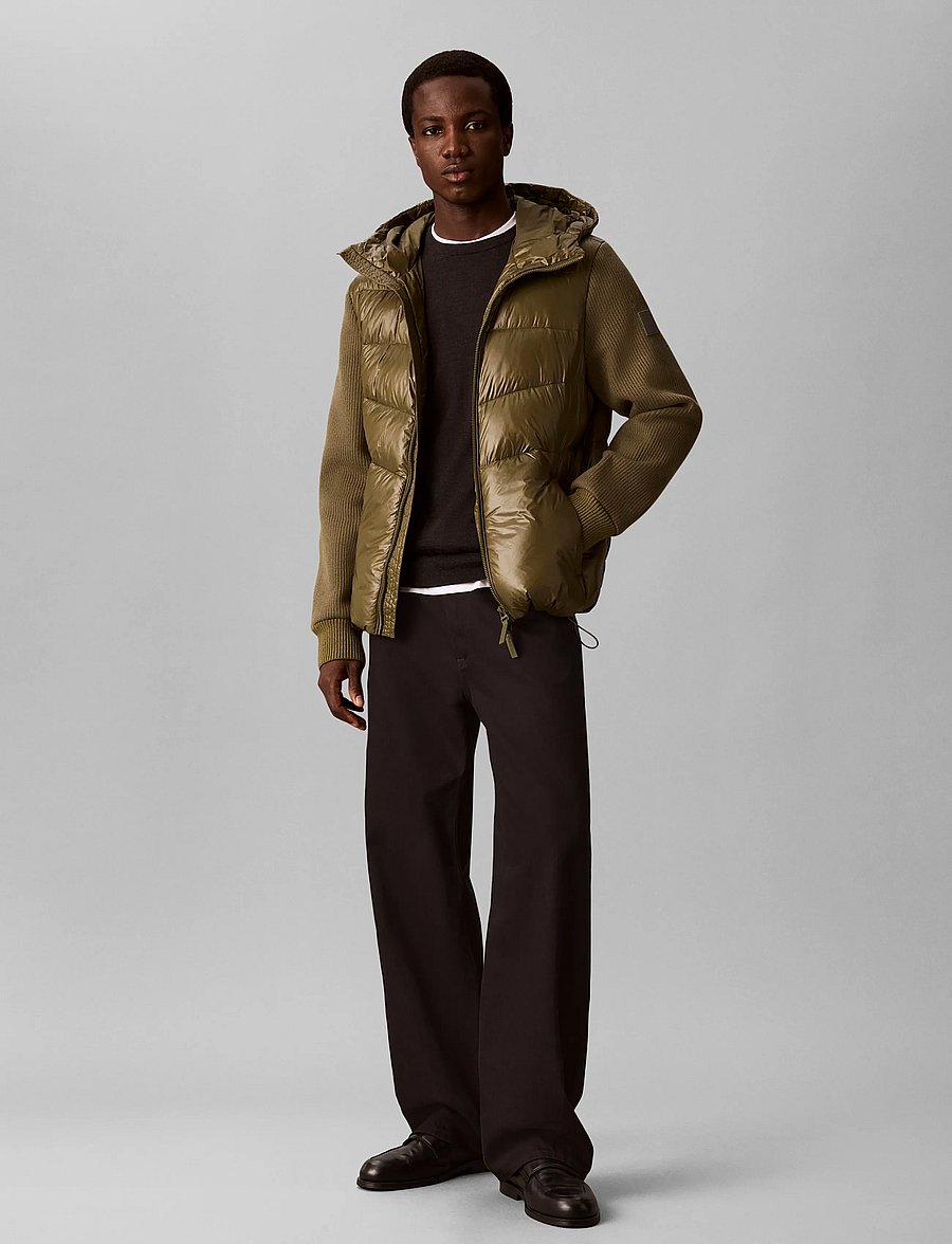 Calvin Klein - LS NYLON MIX MEDIA HD PUFFER JKT - hübriidjoped - olive night - 0