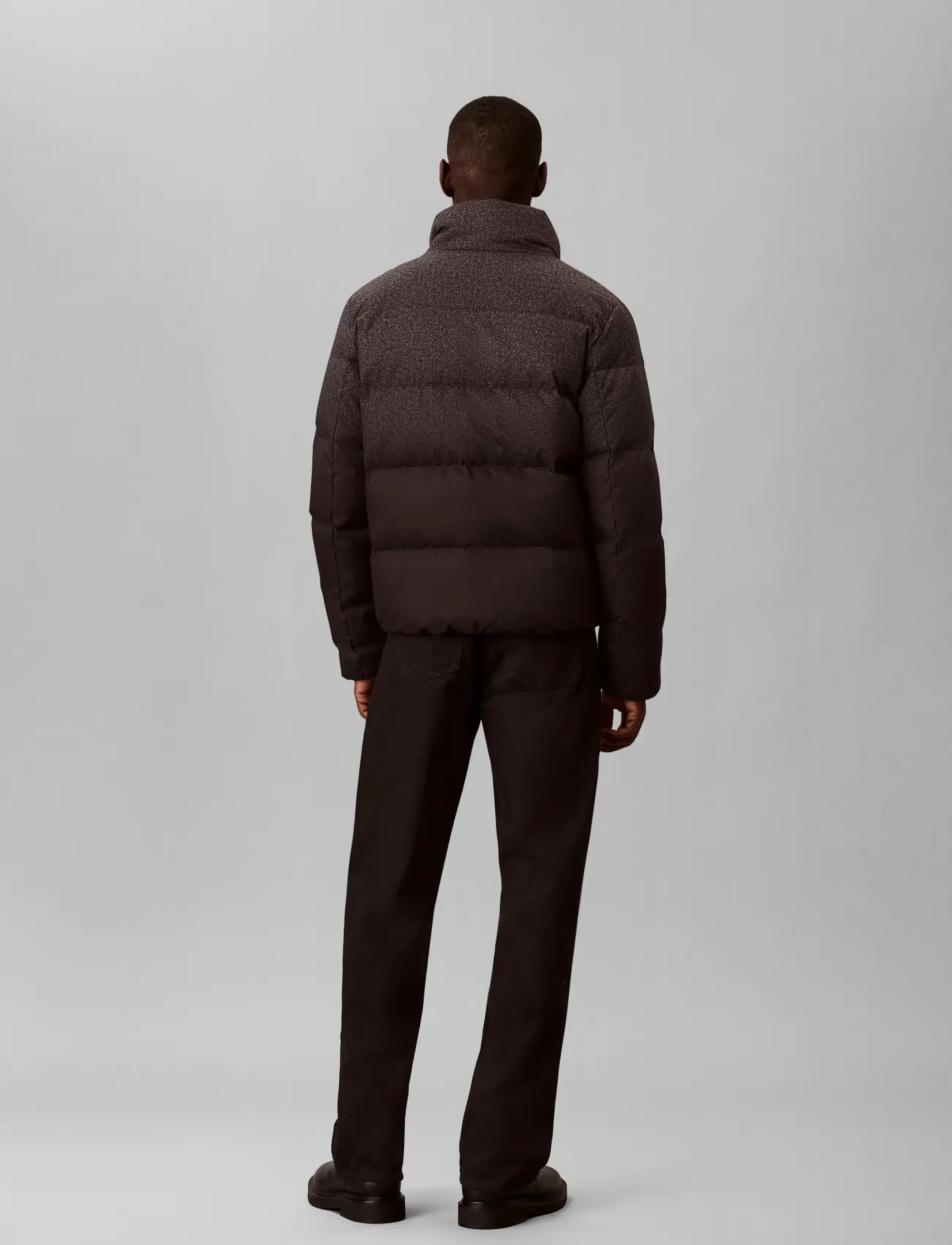 Calvin Klein - LS RLXD PRINTED HERRINGBONE PUFF - b85 charcoal heather - 2