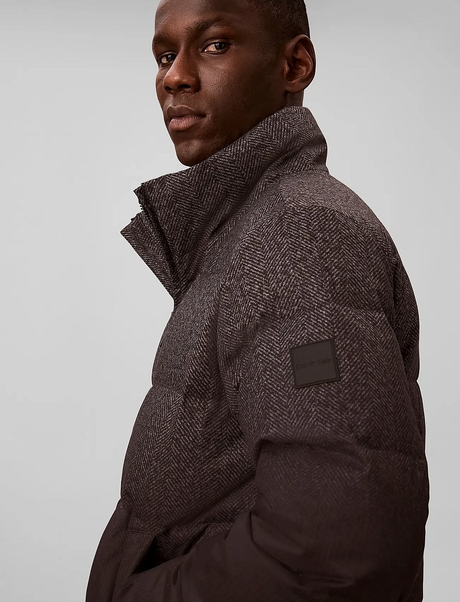 Calvin Klein - LS RLXD PRINTED HERRINGBONE PUFF - b85 charcoal heather - 5