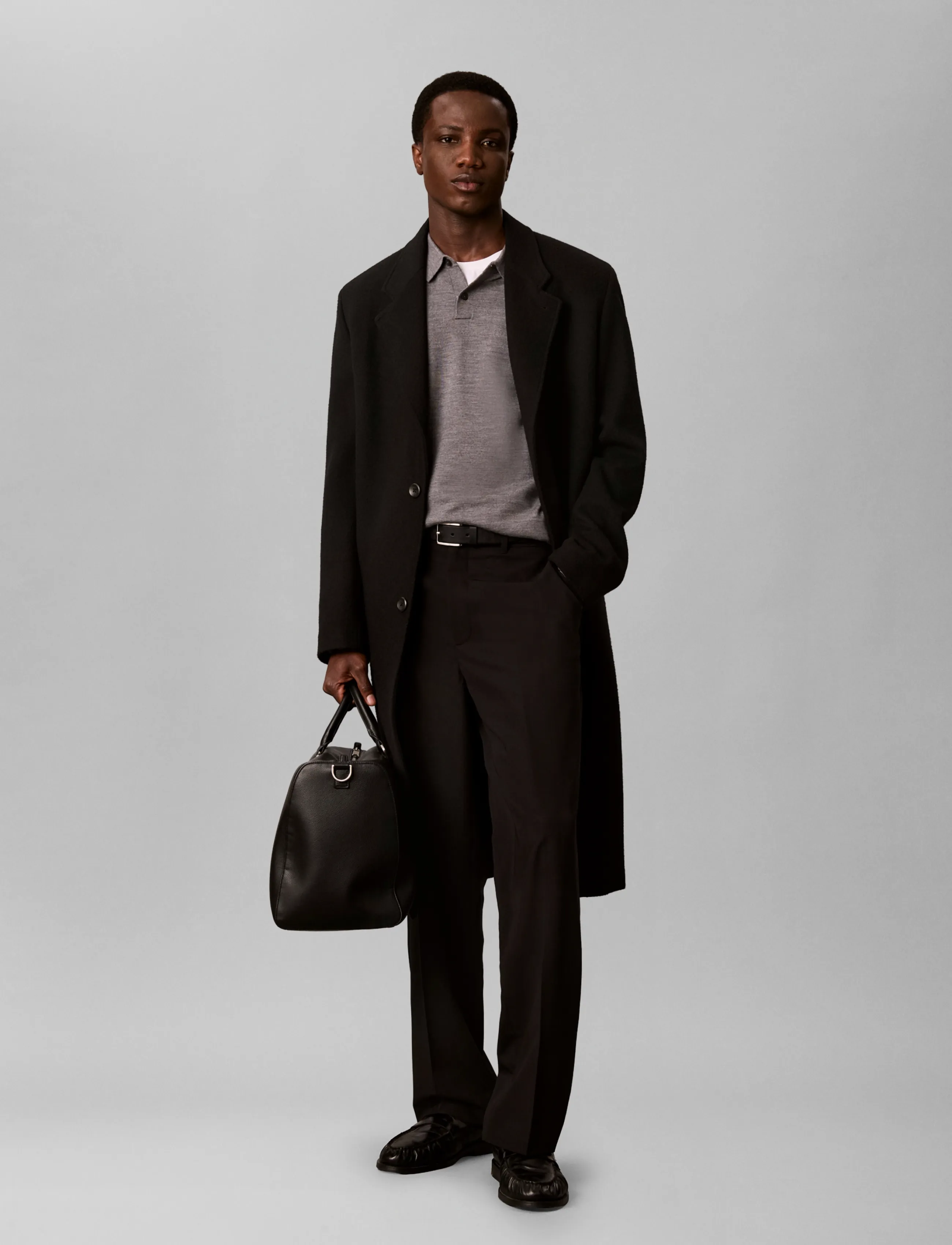 Calvin Klein WIDE LEG PV BLEND TROUSER - Calvin Klein - BLACK / black