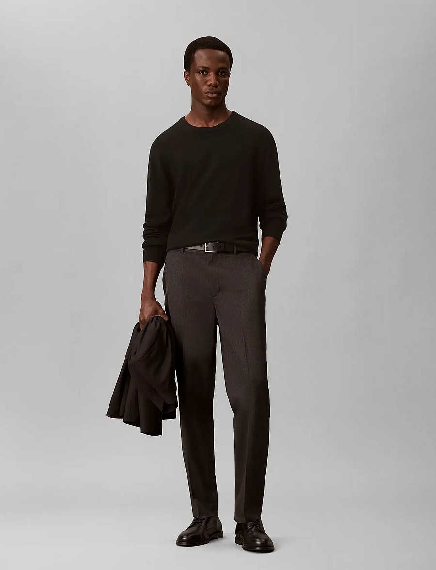 Calvin Klein - TAPERED NOVELTY PATTERN WOOL BLE - volcanic ash - 0
