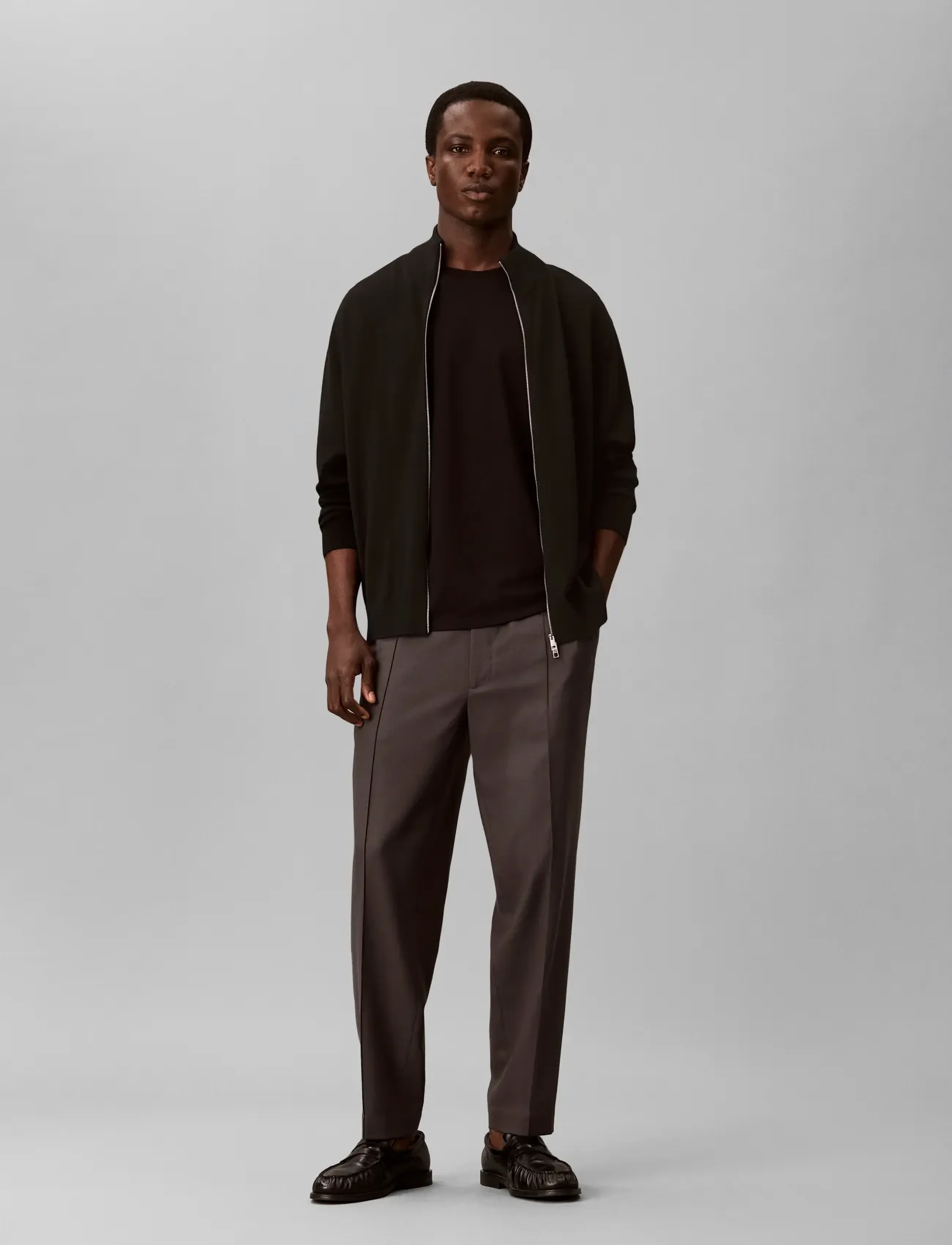 Calvin Klein TAPERED WOOL BLEND JOGGER - Casual trousers - VOLCANIC ASH / grey