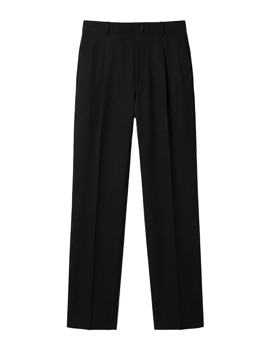 Calvin Klein - TAPERED PLEATED WOOL BLEND PANT - anzugshosen - black - 1