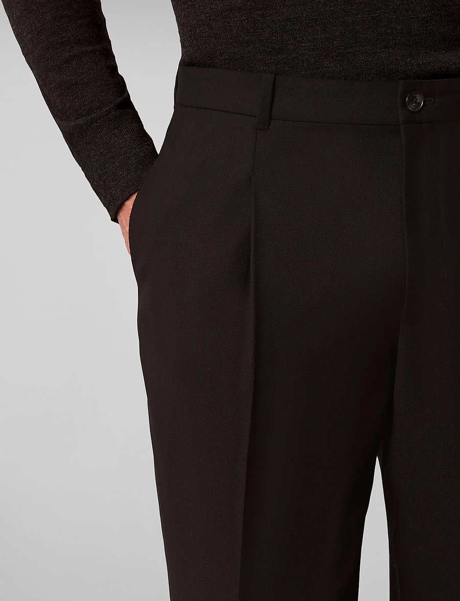 Calvin Klein - TAPERED PLEATED WOOL BLEND PANT - anzugshosen - black - 4