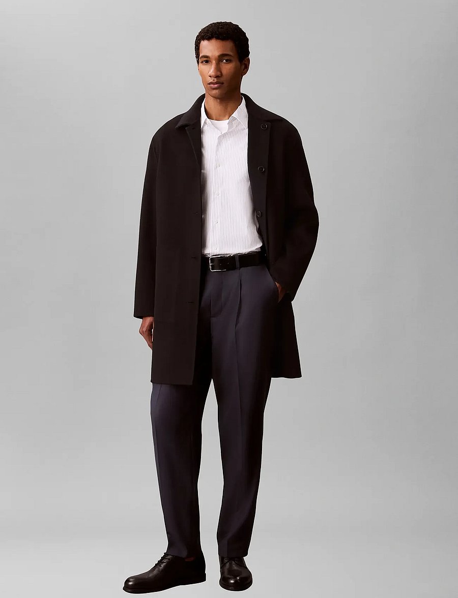 Calvin Klein - TAPERED PLEATED WOOL BLEND PANT - blue nights - 0