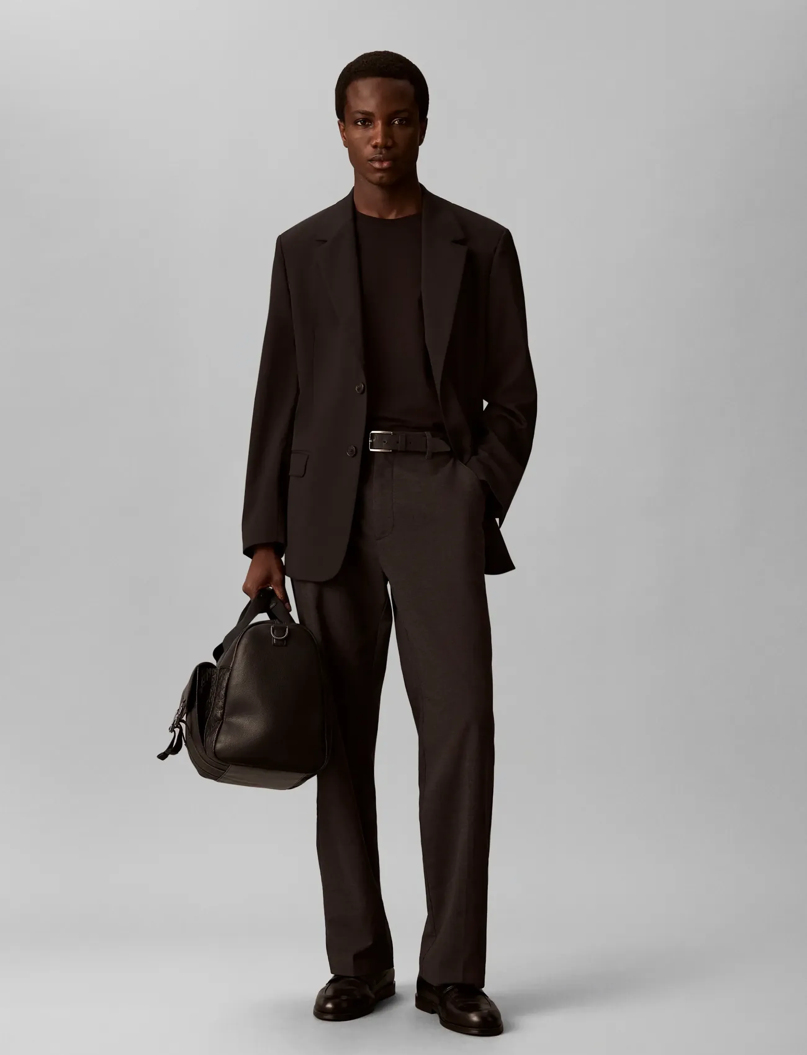 Calvin Klein RELAXED STRAIGHT BRUSHED COTTON - Nach Stil kaufen - BLACK / black