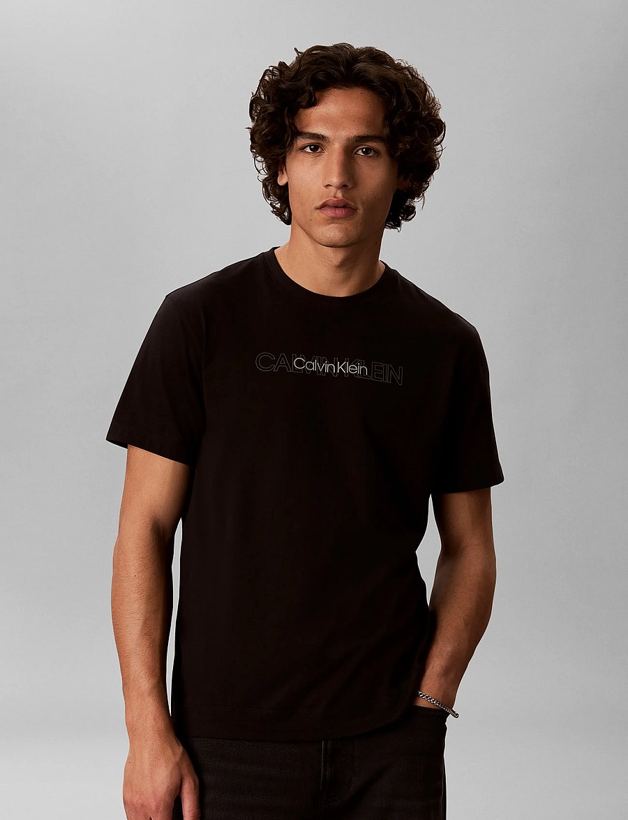 Calvin Klein - SS 30 EU REPEAT STND LOGO GRAPHI - lühikeste varrukatega t-särgid - black - 0