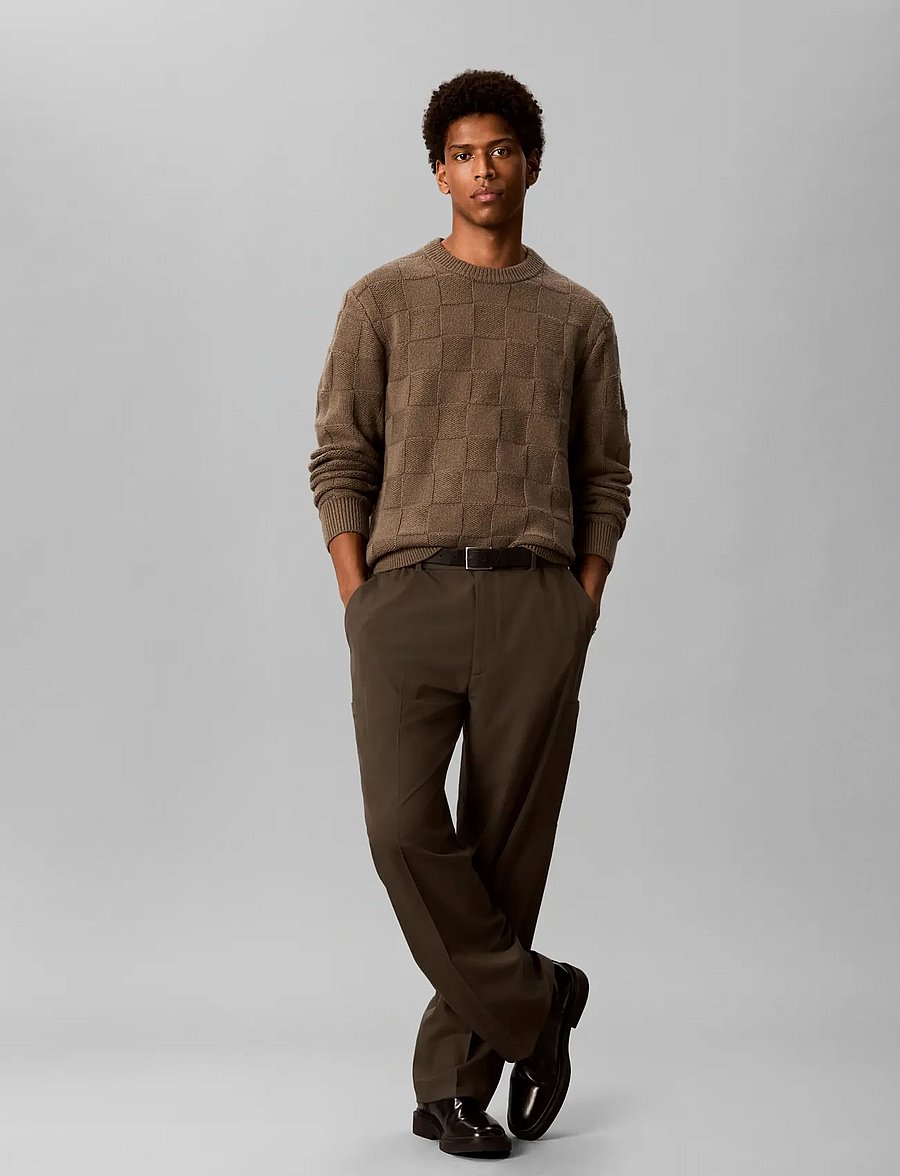 Calvin Klein - LS CHECKERBOARD TEXTURED CREWNK - rundhals - olive tree - 0