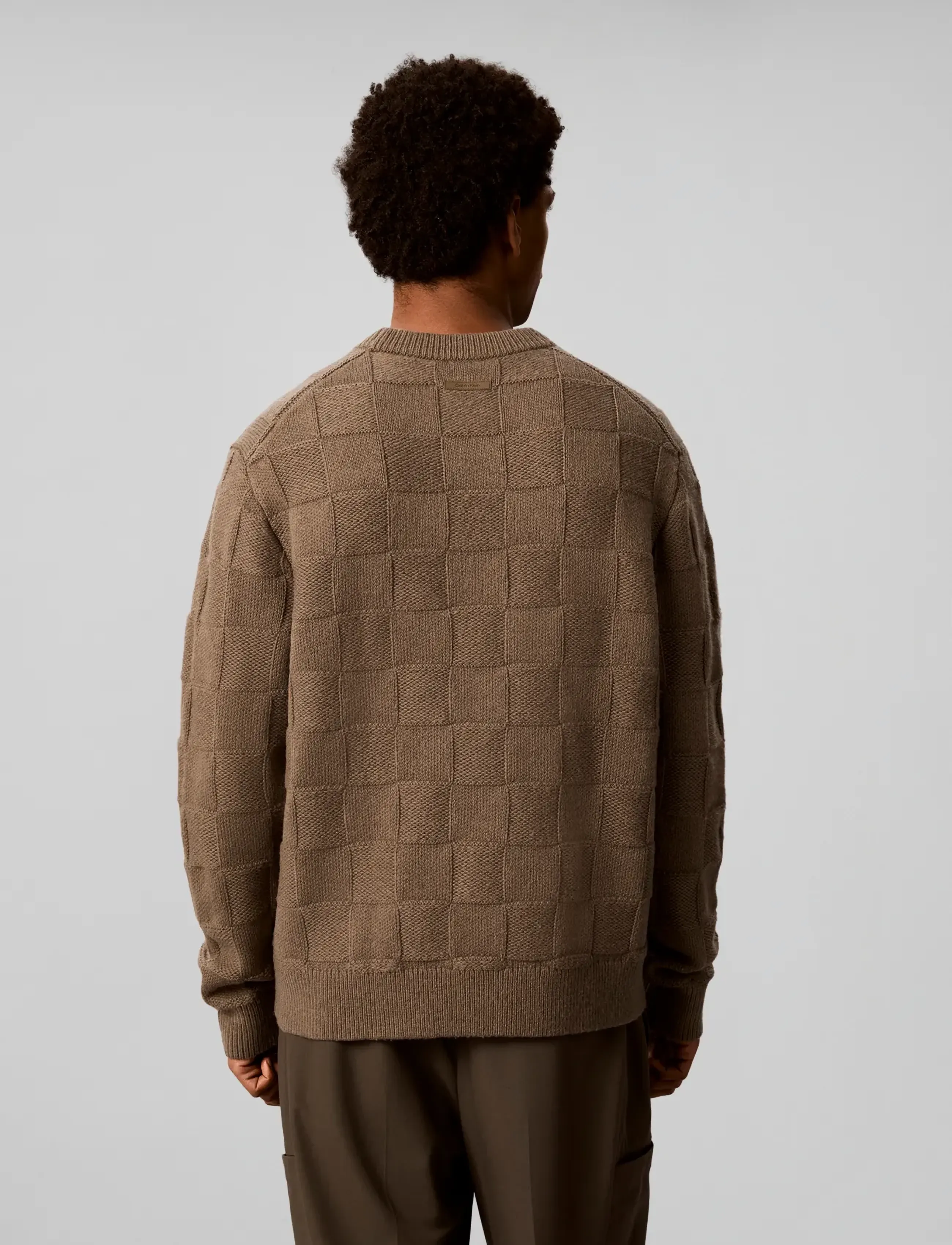 Calvin Klein - LS CHECKERBOARD TEXTURED CREWNK - rundhals - olive tree - 2