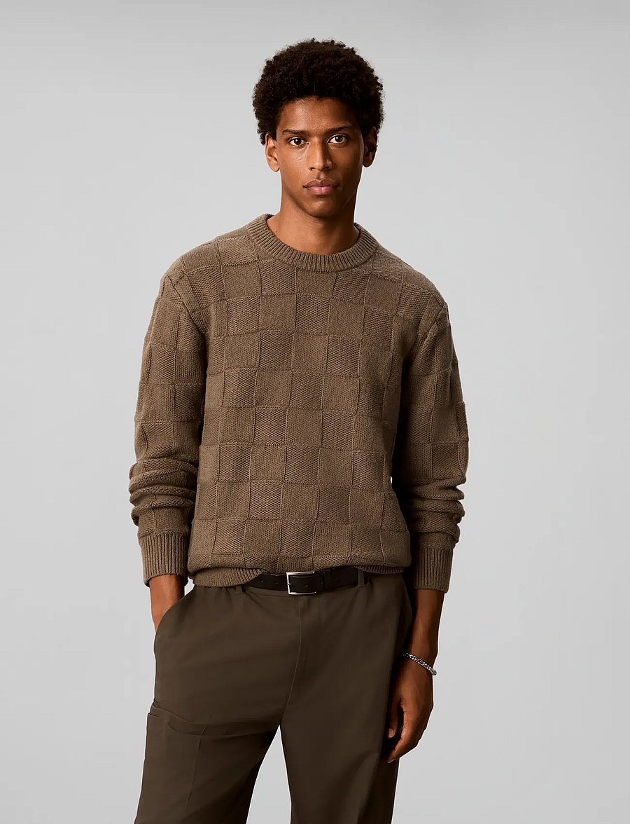 Calvin Klein - LS CHECKERBOARD TEXTURED CREWNK - rundhals - olive tree - 3
