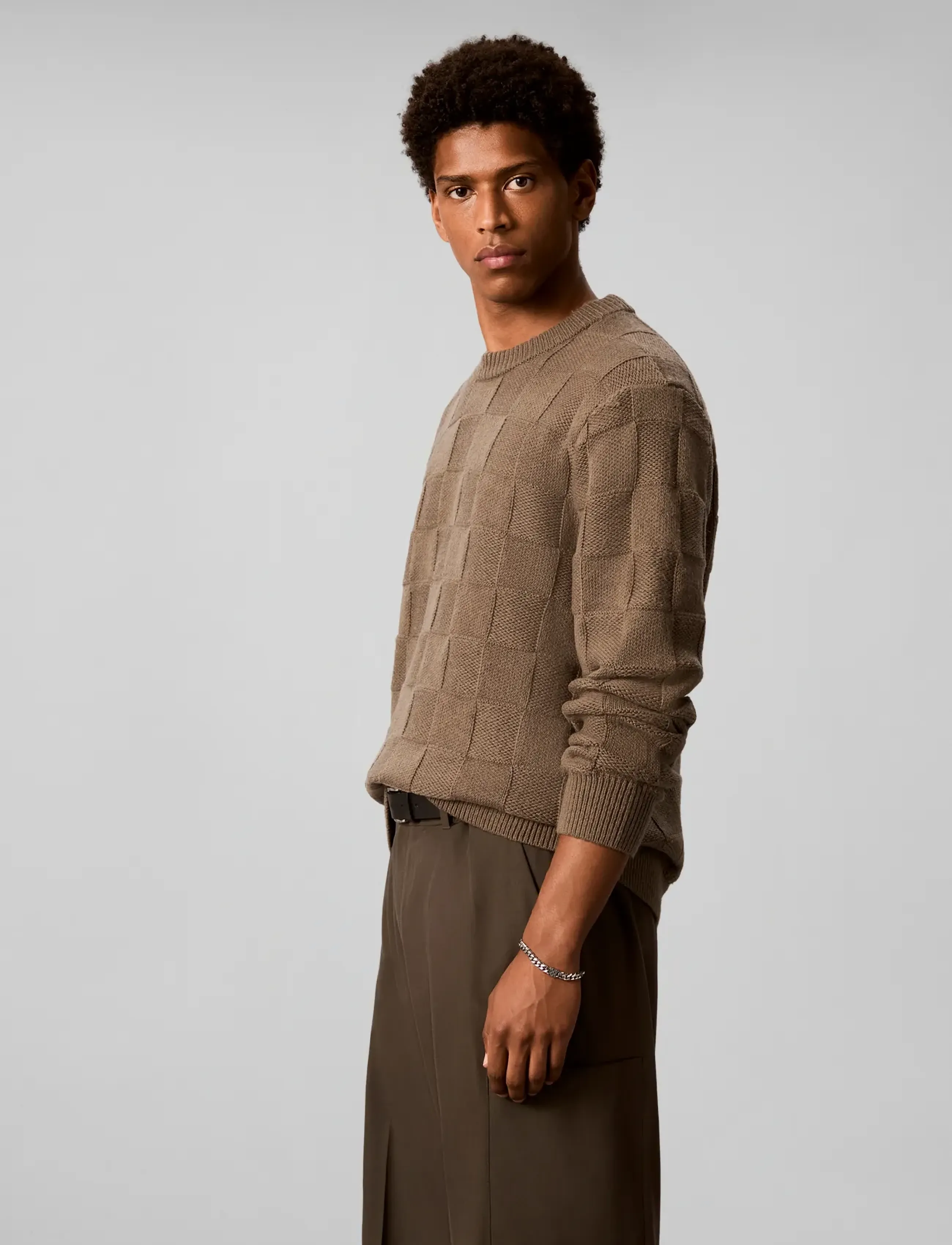 Calvin Klein - LS CHECKERBOARD TEXTURED CREWNK - rundhals - olive tree - 5
