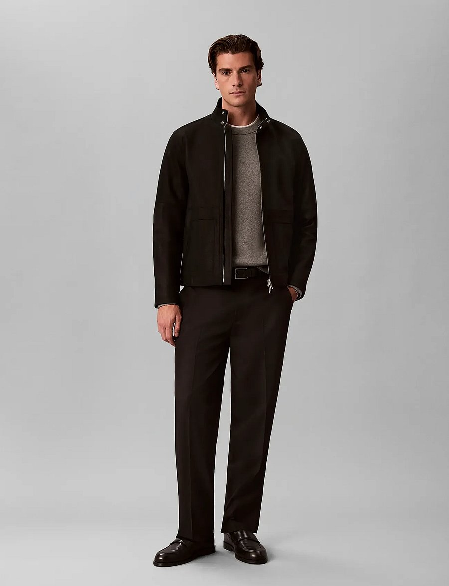 Calvin Klein - LS SUEDE LEATHER HARRINGTON JKT - herbstjacken - black - 0