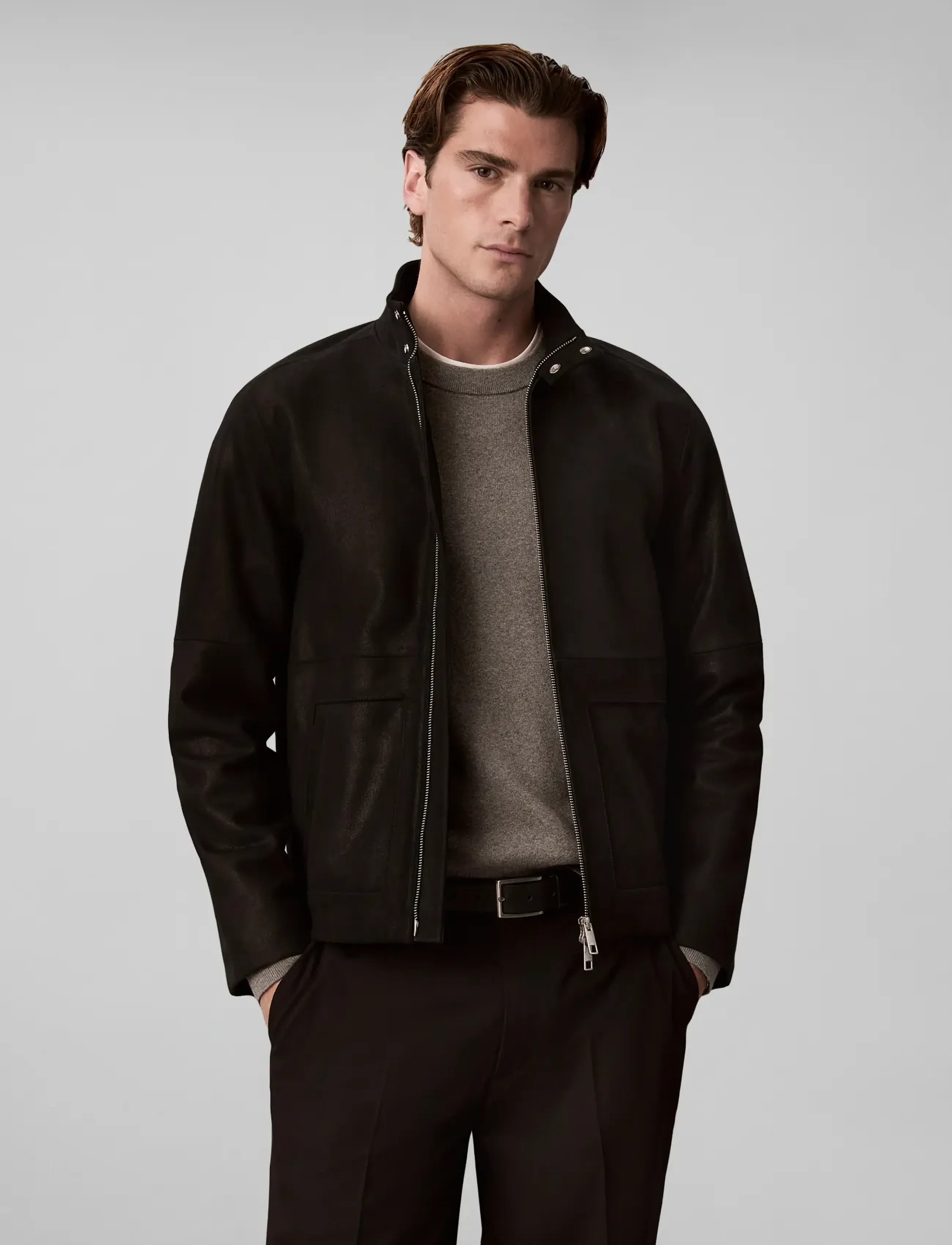 Calvin Klein - LS SUEDE LEATHER HARRINGTON JKT - herbstjacken - black - 3