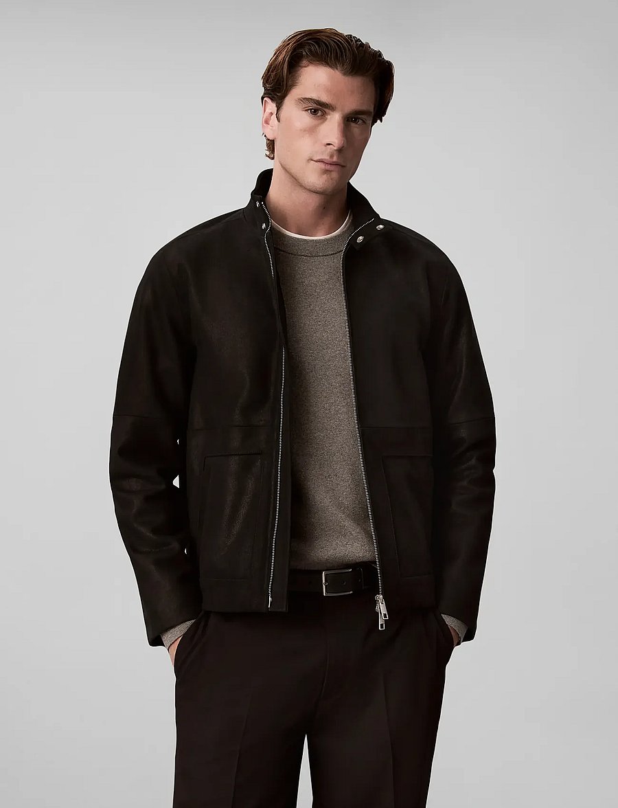 Calvin Klein - LS SUEDE LEATHER HARRINGTON JKT - herbstjacken - black - 3