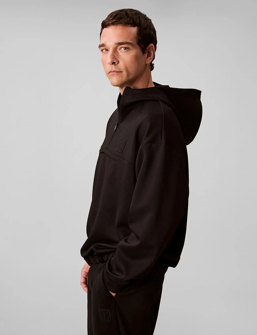 Calvin Klein - HEAVY TRICOT QTR ZIP ANORAK HOOD - kapuutsiga pusad - black - 4