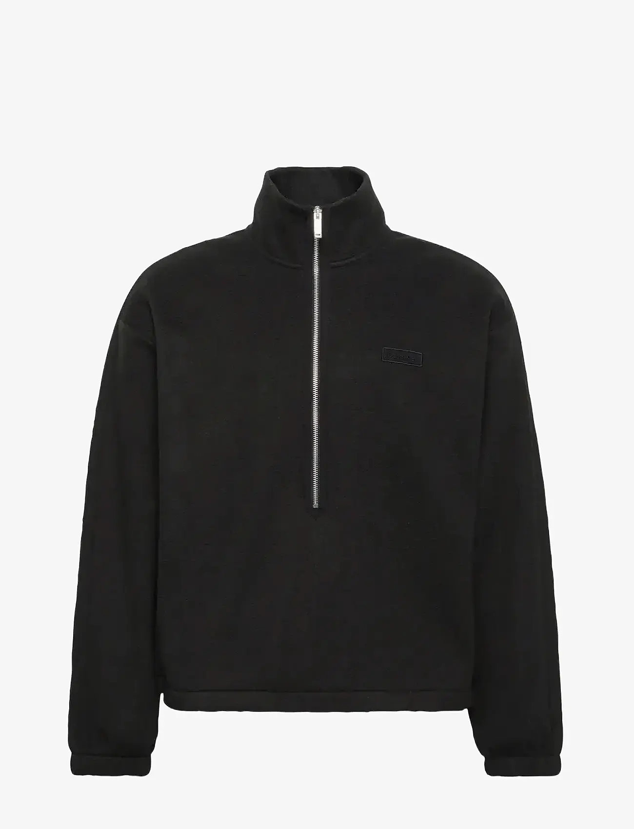 Calvin Klein - POLAR FLEECE RIB MOCK NECK QTR Z - teddy sweaters - black - 1