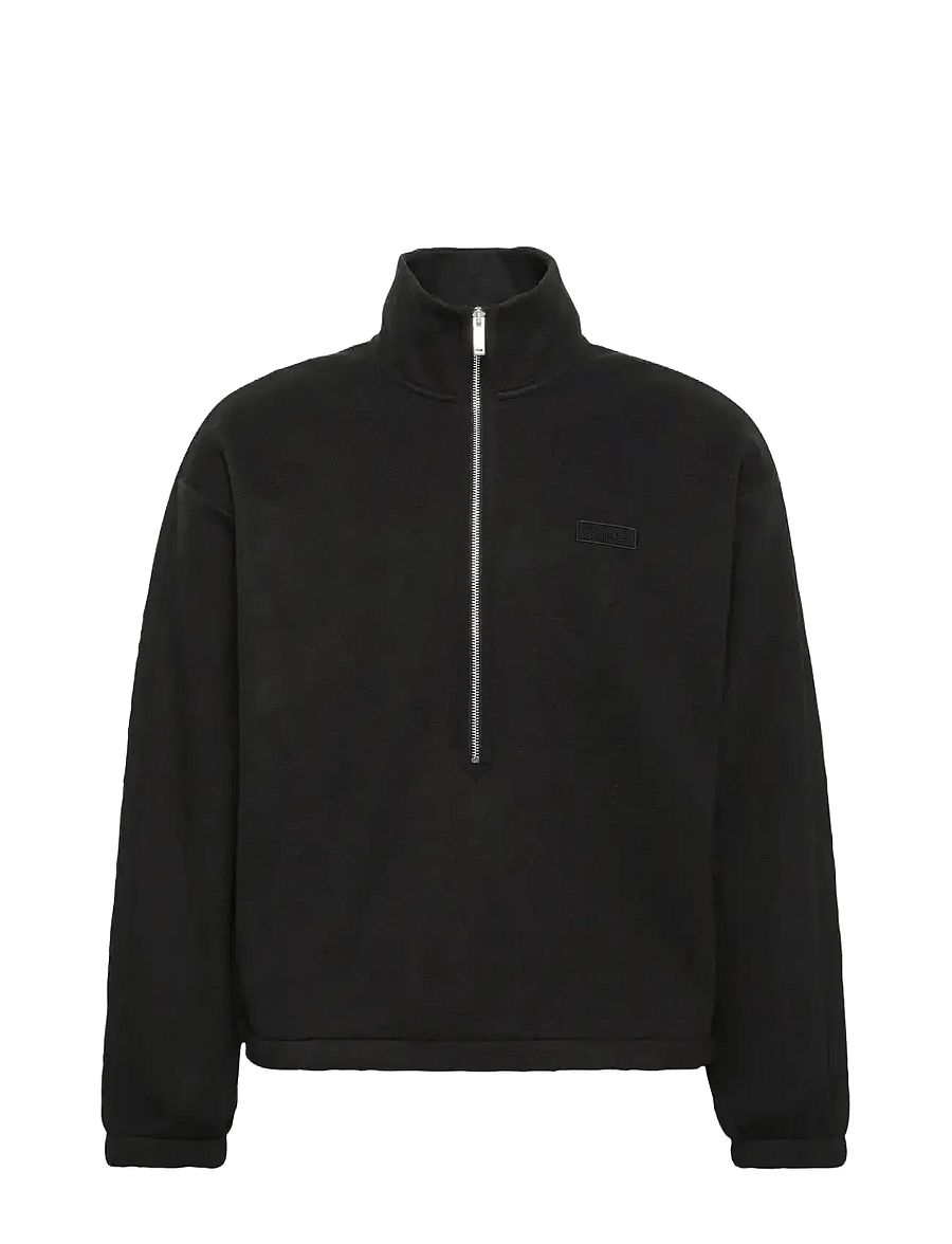 Calvin Klein - POLAR FLEECE RIB MOCK NECK QTR Z - teddy sweaters - black - 1