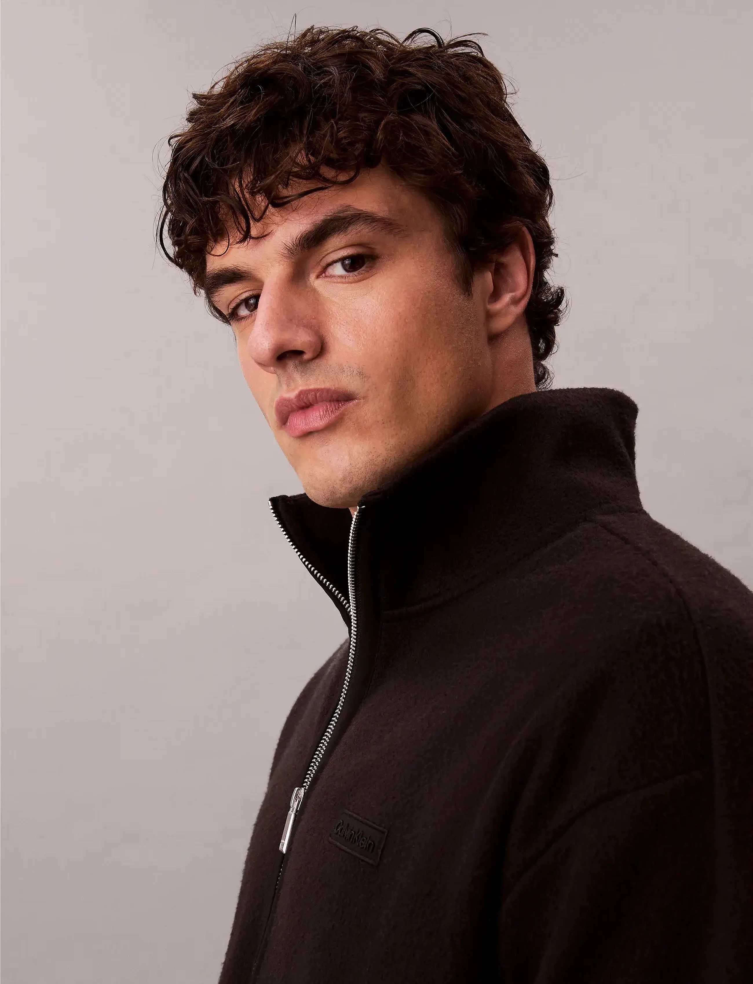Calvin Klein - POLAR FLEECE RIB MOCK NECK QTR Z - fleecetrøjer - black - 3