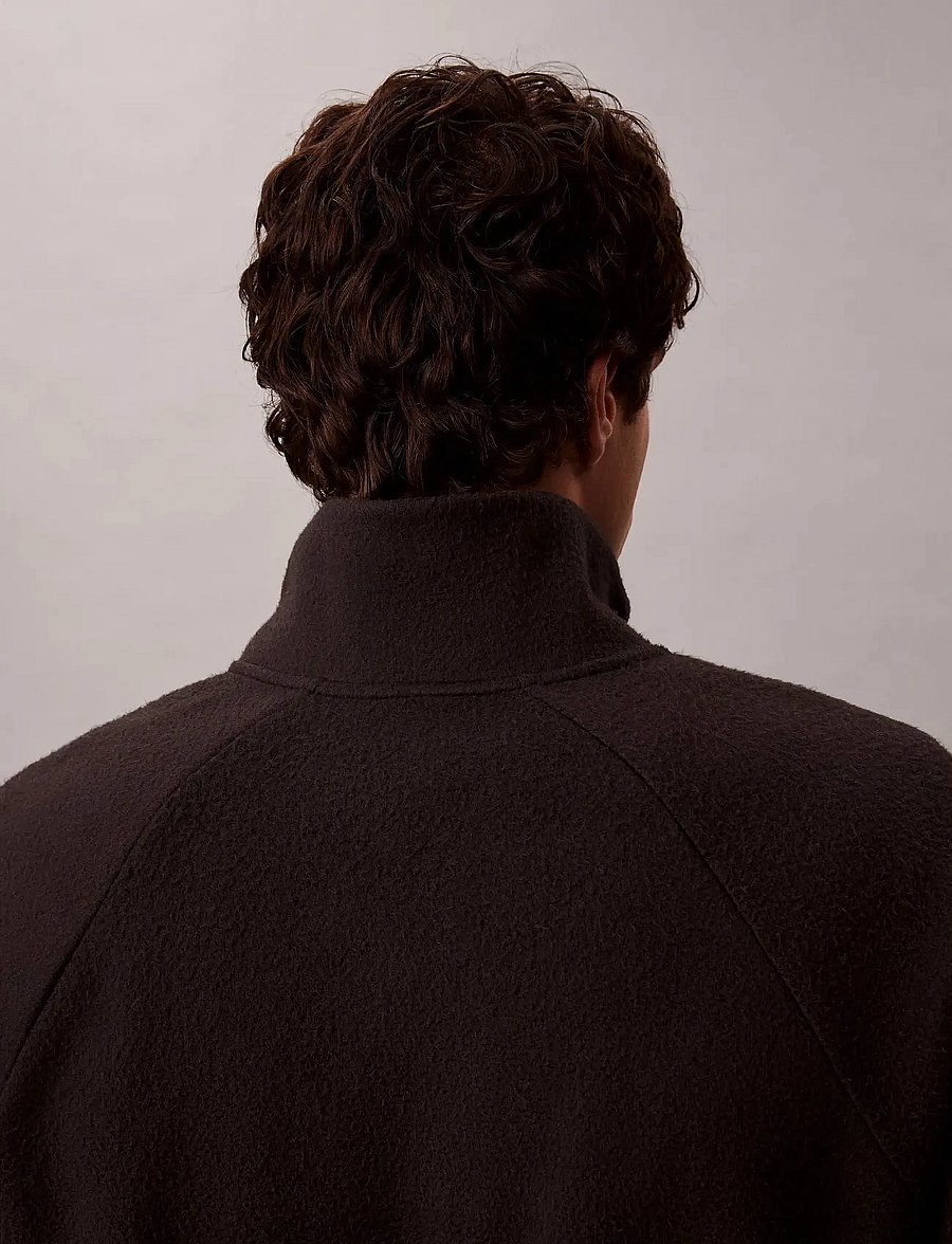 Calvin Klein - POLAR FLEECE RIB MOCK NECK QTR Z - teddy sweaters - black - 4