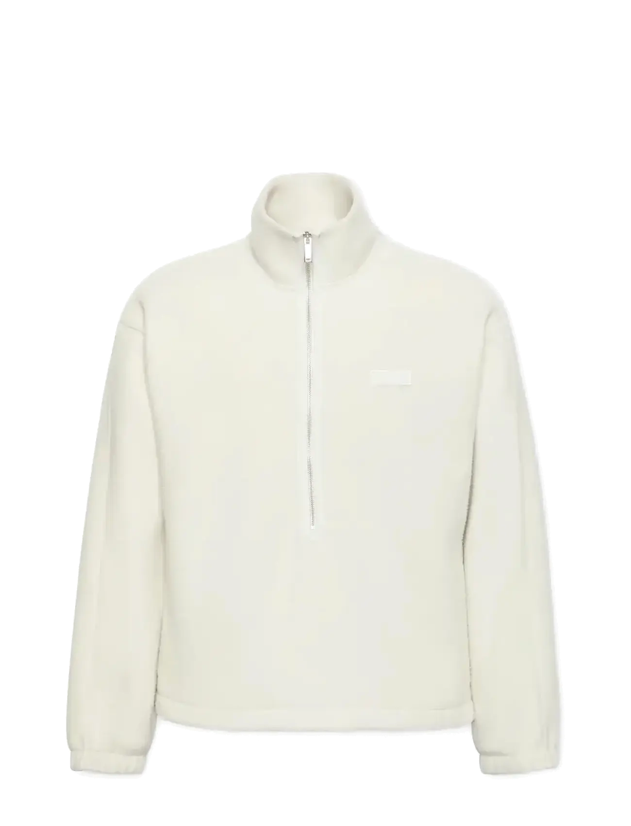 CALVIN KLEIN Polar Fleece Rib Mock Neck Qtr Z Cream - L - Herren