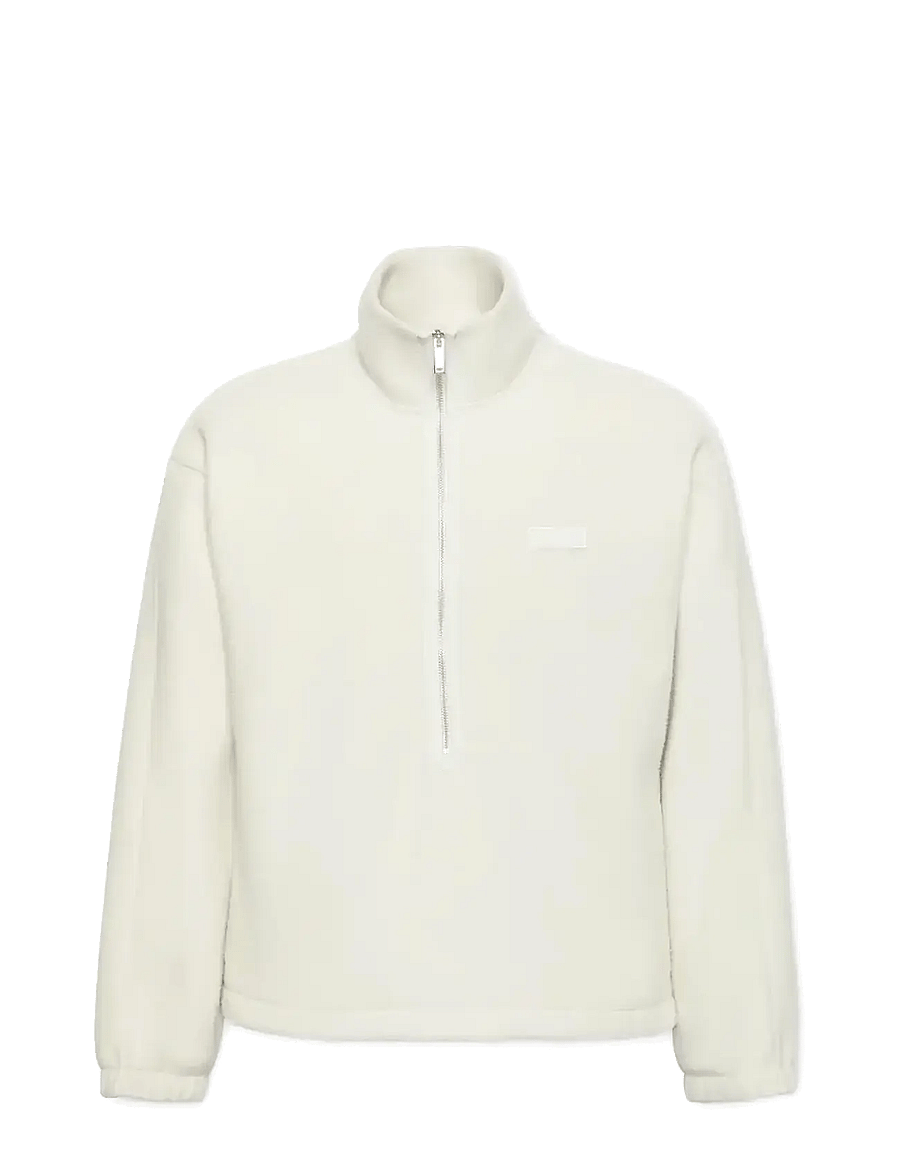 Calvin Klein - POLAR FLEECE RIB MOCK NECK QTR Z - teddy sweaters - chalk - 1